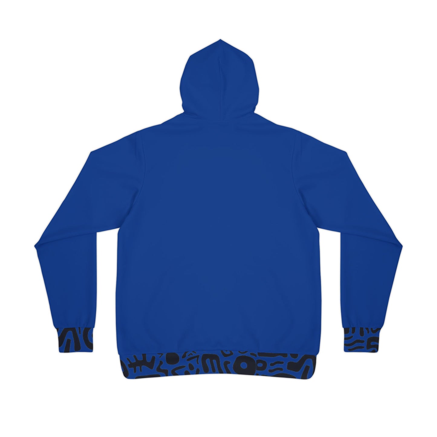🔥 Bold Dark Blue & Black Tribal Pattern Hoodie – Edgy Streetwear for Men & Women