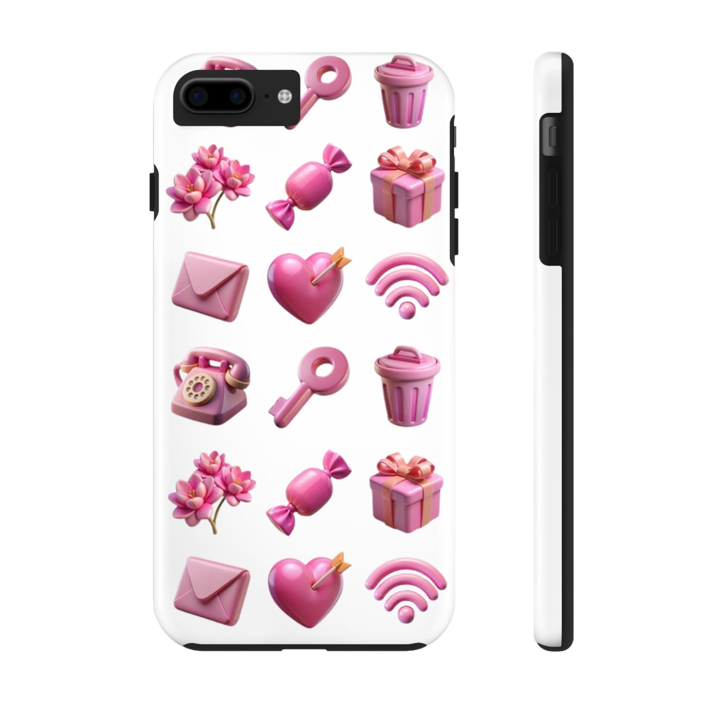 Cute and Colorful Tough Phone Case - Pink Emojis Design