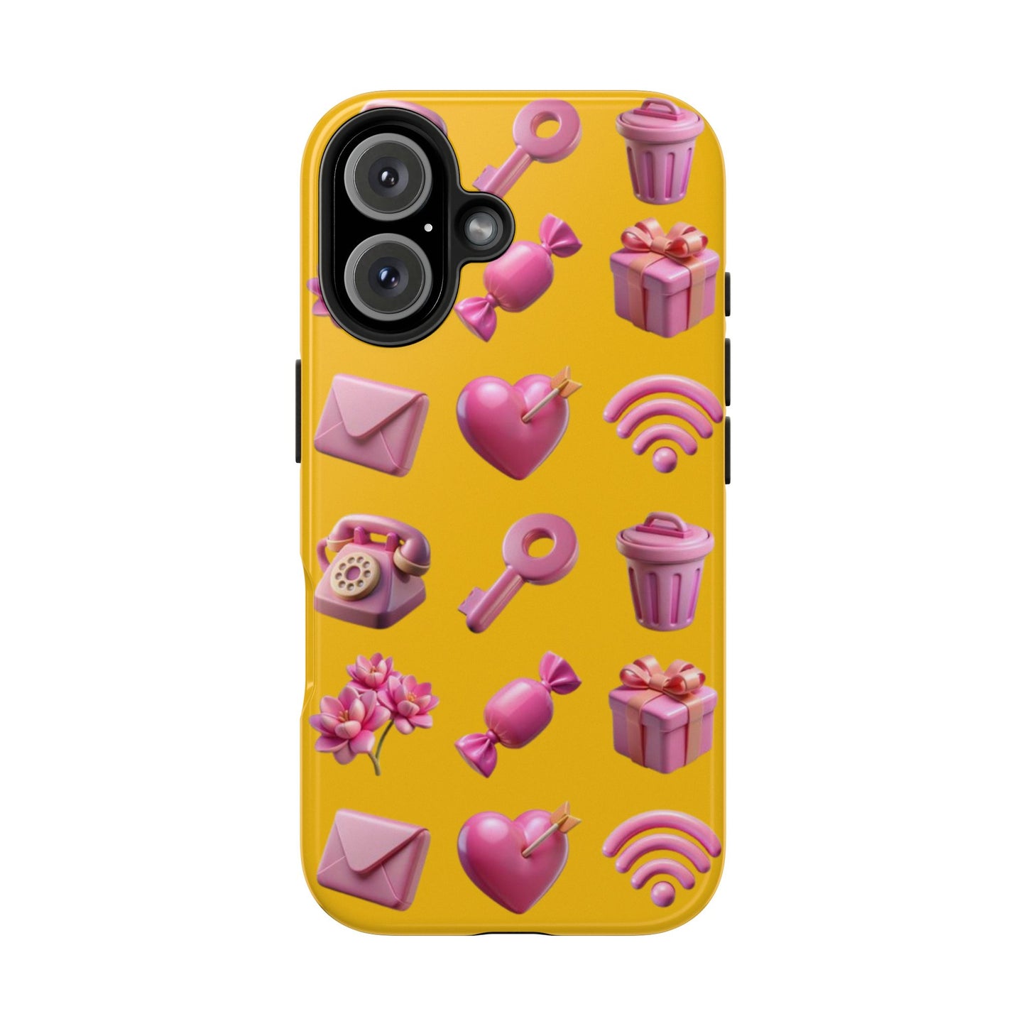 Cute and Colorful Tough Phone Case - Pink Emojis Design