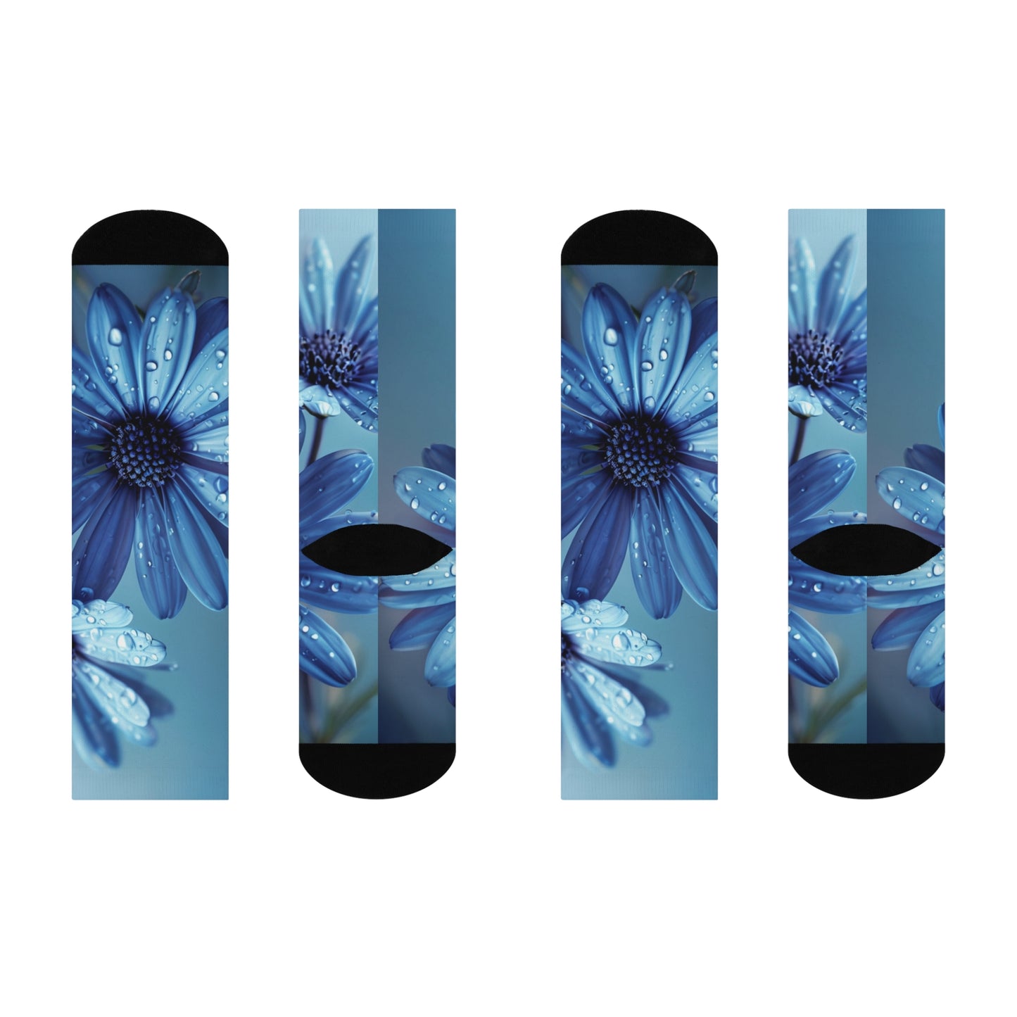Blue Floral Cushioned Crew Socks | Stylish Comfort for Everyday Wear