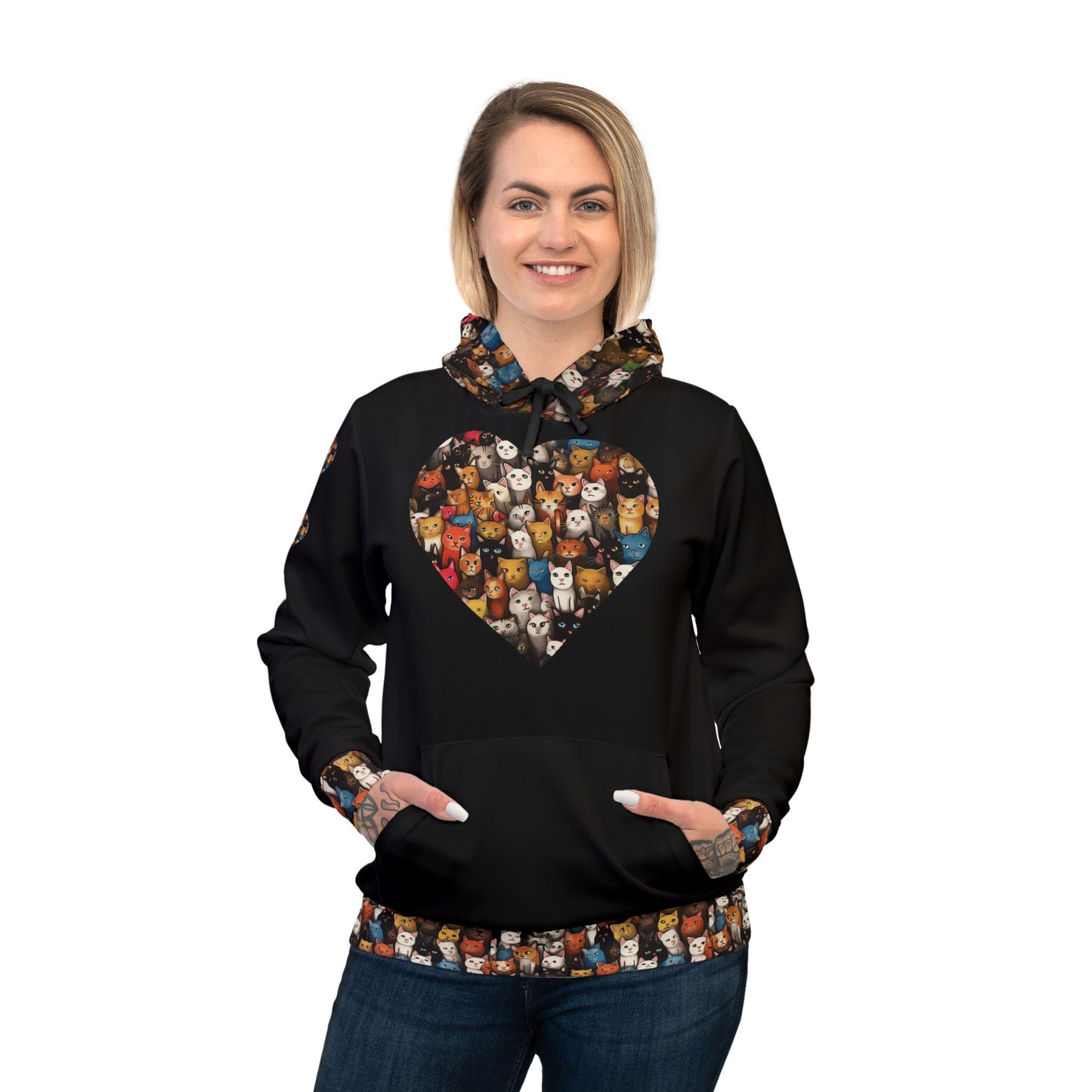 πΎ Heartfelt Animal Print Athletic Hoodie β Sleek Black Hoodie for Pet Lovers & Animal Enthusiasts π€β¨
