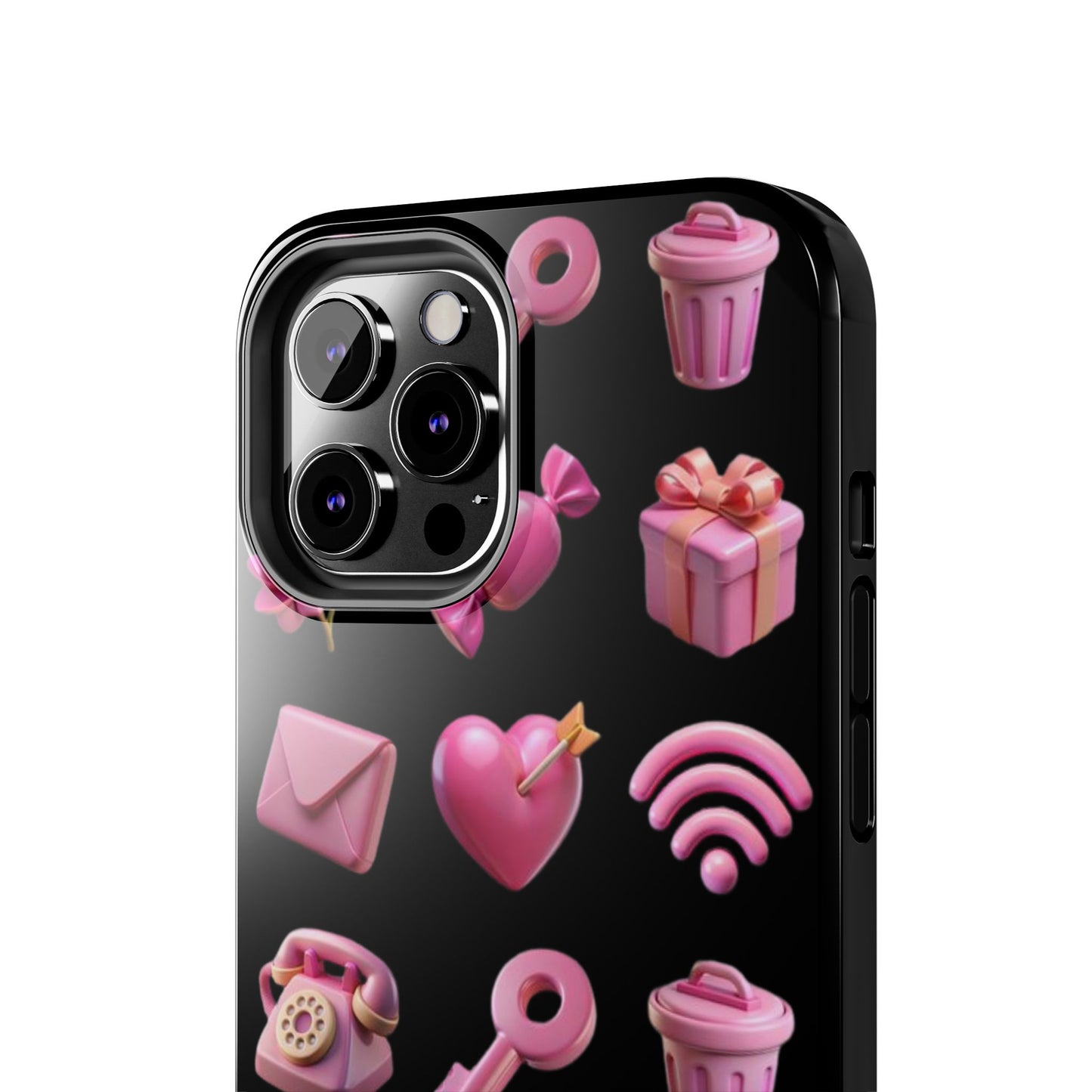 Cute and Colorful Tough Phone Case - Pink Emojis Design