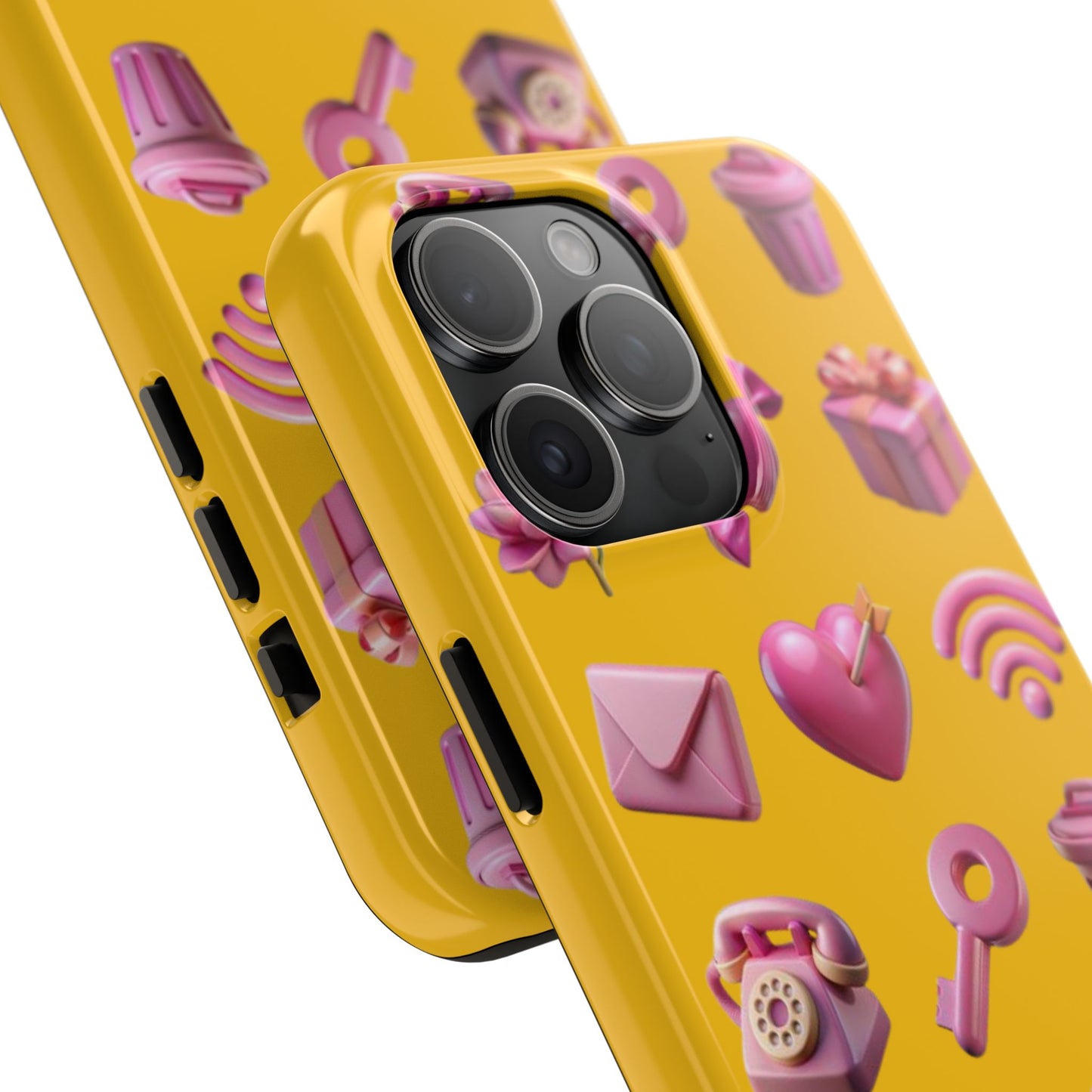 Cute and Colorful Tough Phone Case - Pink Emojis Design