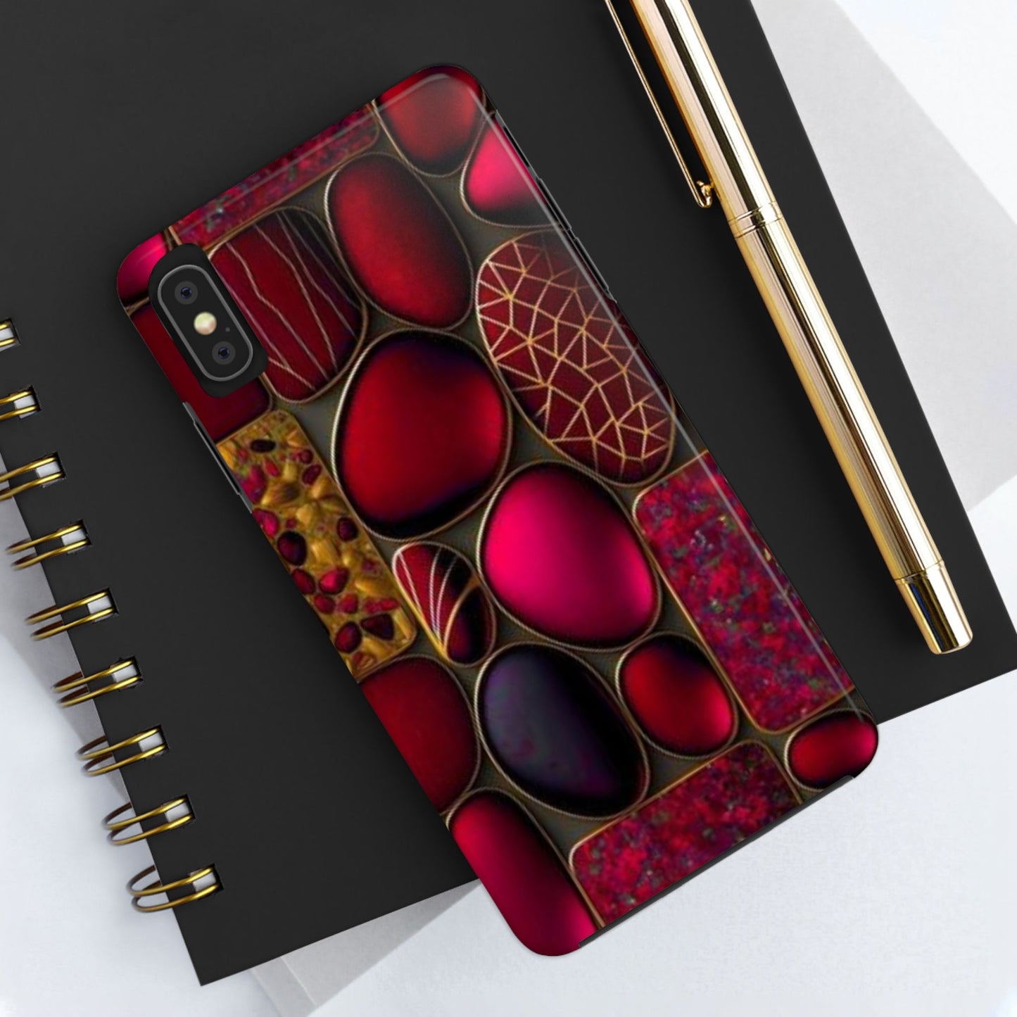 🔴 Tough Phone Cases – Red Stones Design for iPhone & Android – Durable Protection & Stylish Look