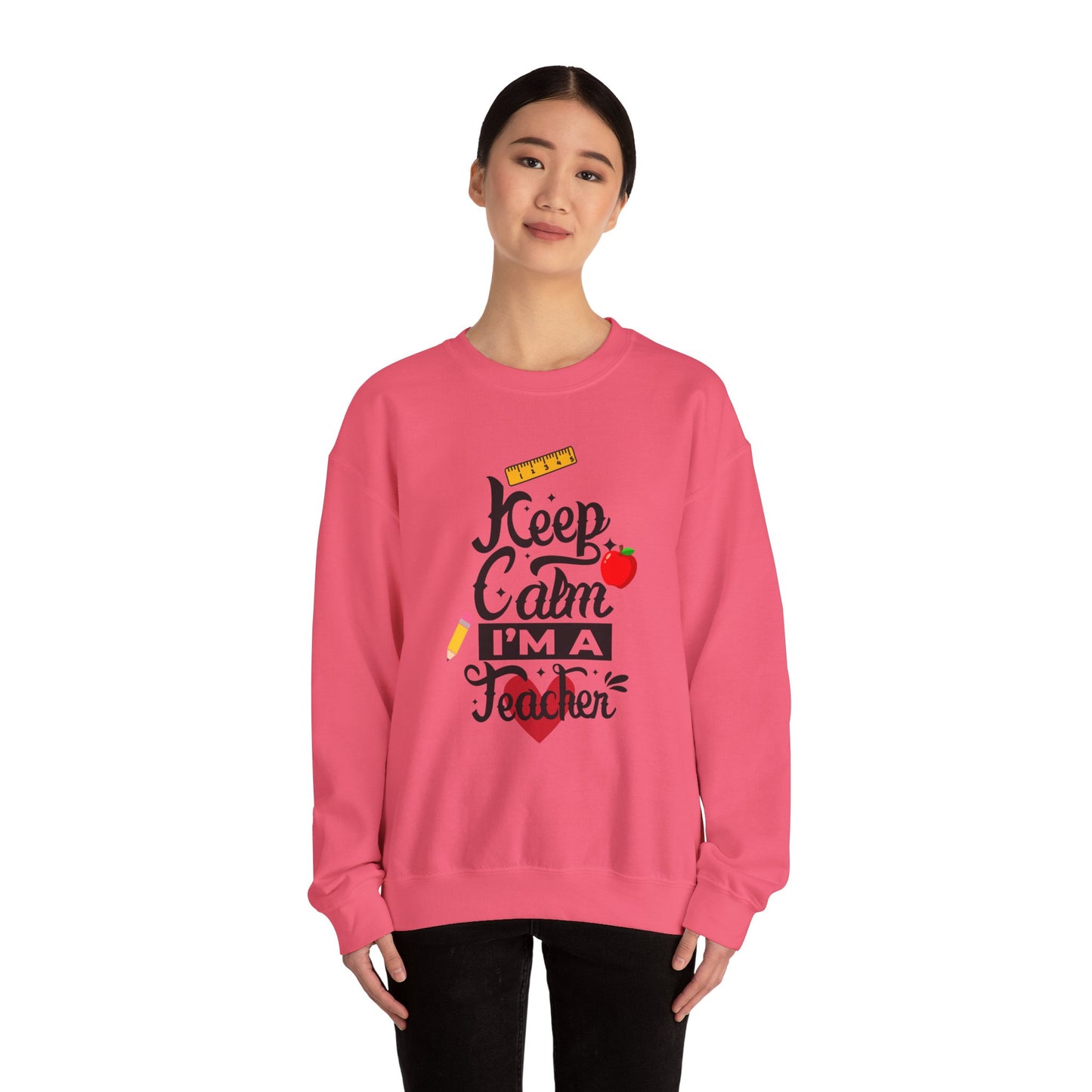 Chalkboard Calm Baby Blue Sweatshirt for Women – Keep Calm I'm a Teacher Appreciation Crew