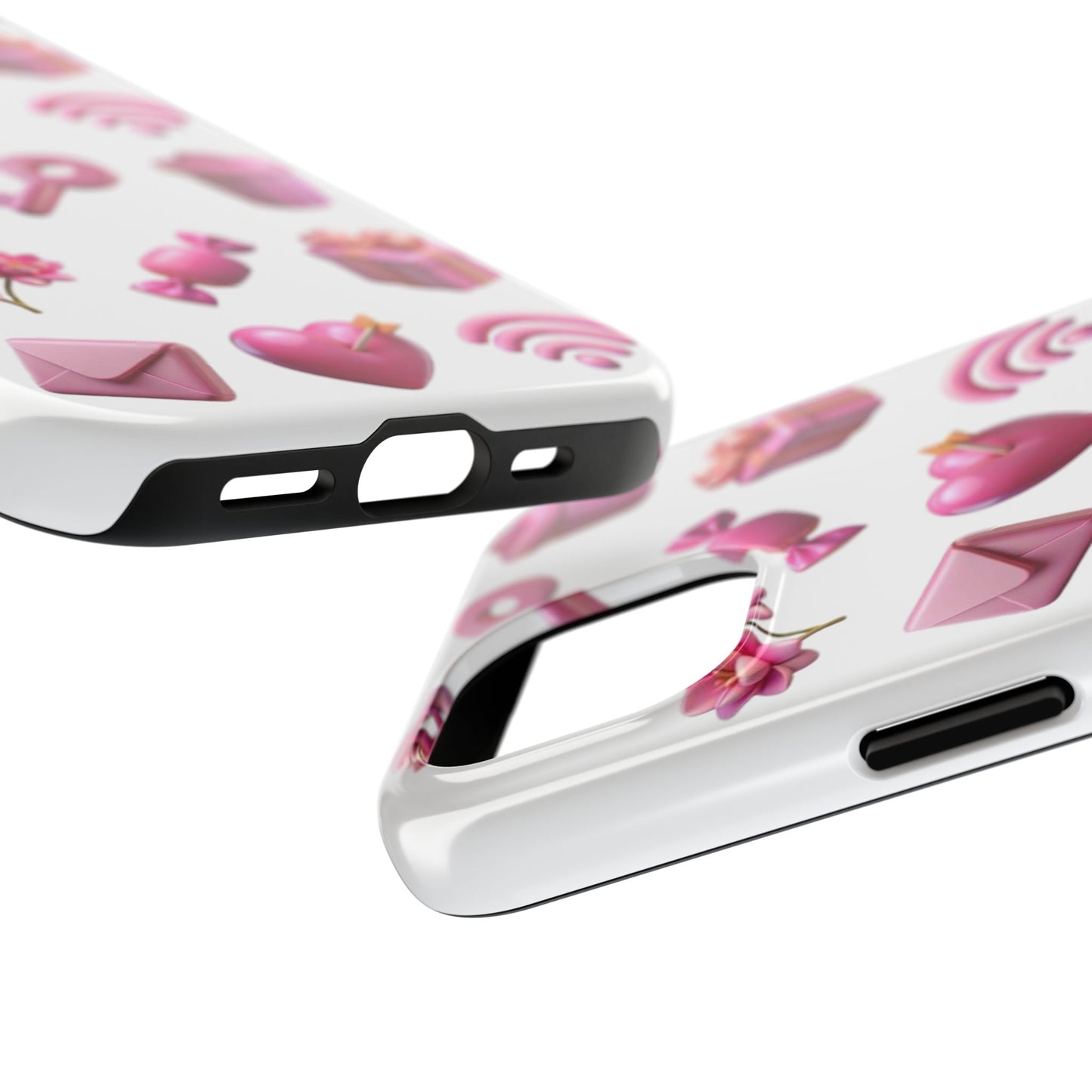 Cute and Colorful Tough Phone Case - Pink Emojis Design