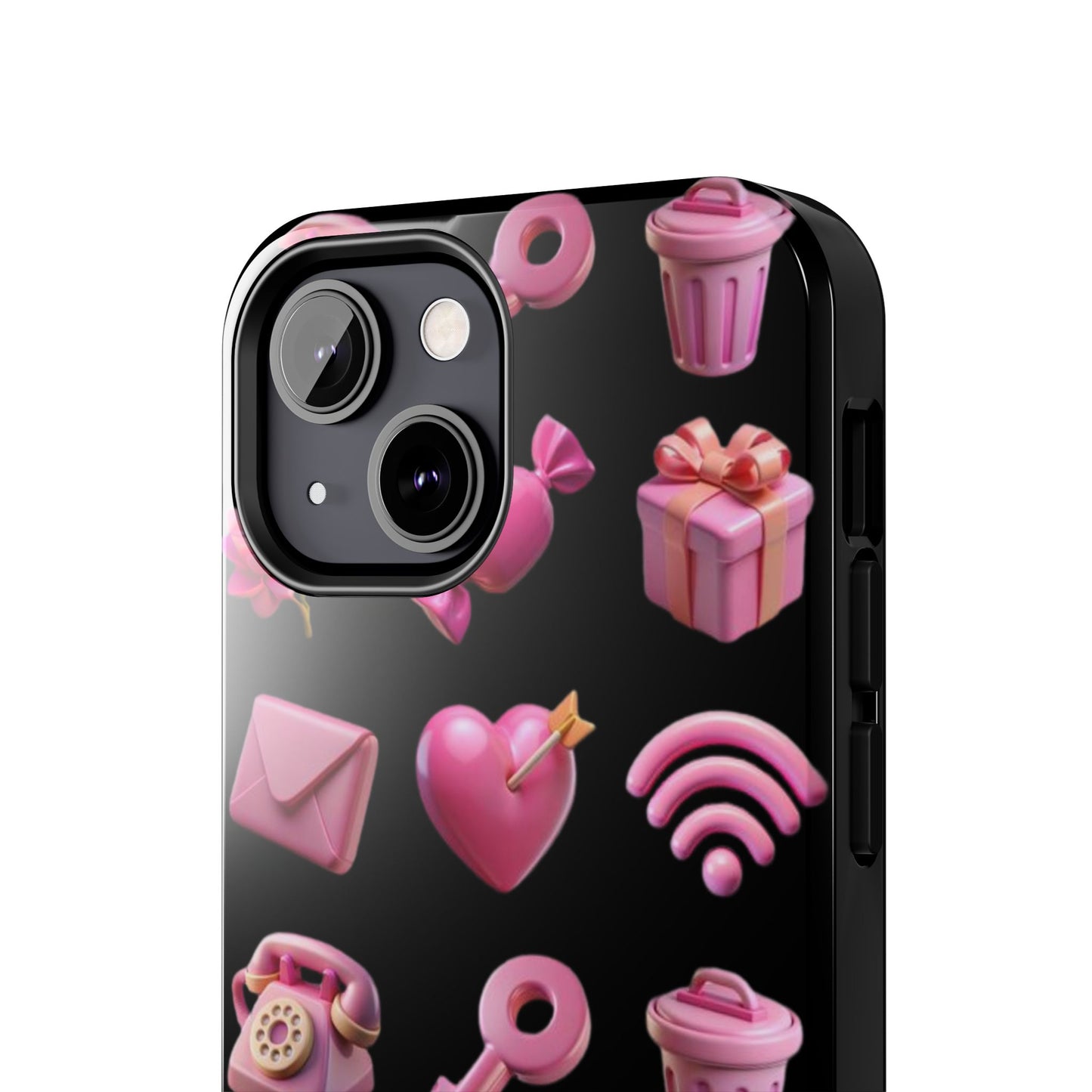 Cute and Colorful Tough Phone Case - Pink Emojis Design