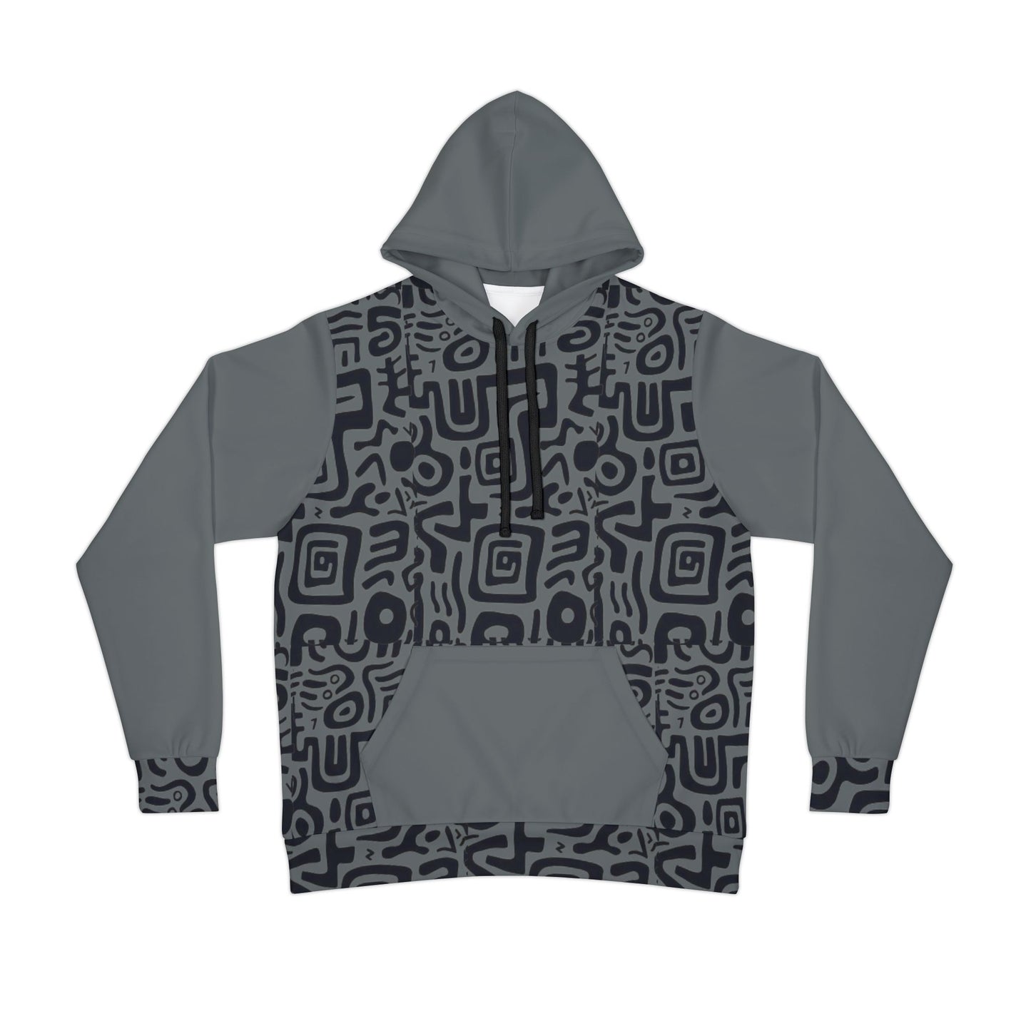 🏋️♂️ Bold Grey & Black Pattern Athletic Hoodie – Tribal-Inspired Design for Comfort & Style