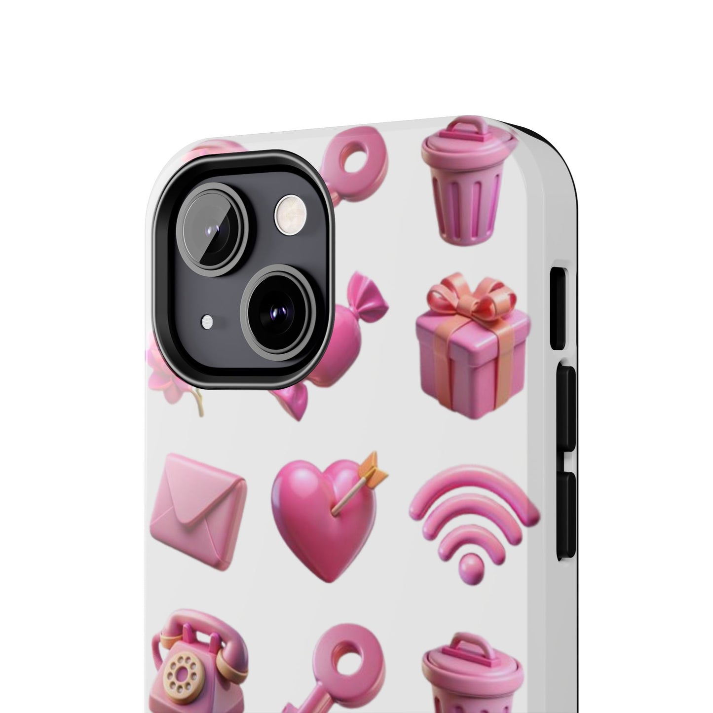 Cute and Colorful Tough Phone Case - Pink Emojis Design