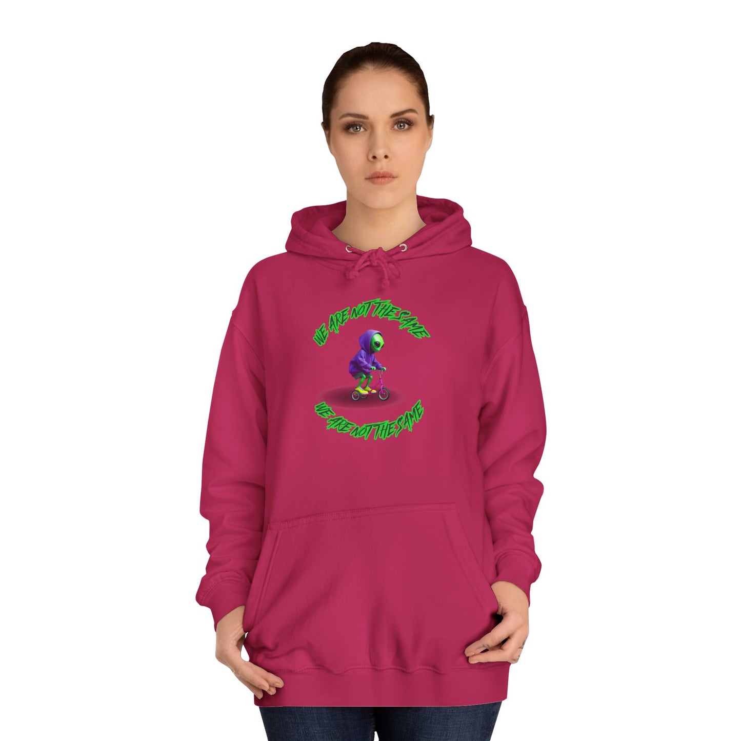 Cosmic Charcoal Hoodie for Men & Women – Alien "We Are Not The Same" Statement