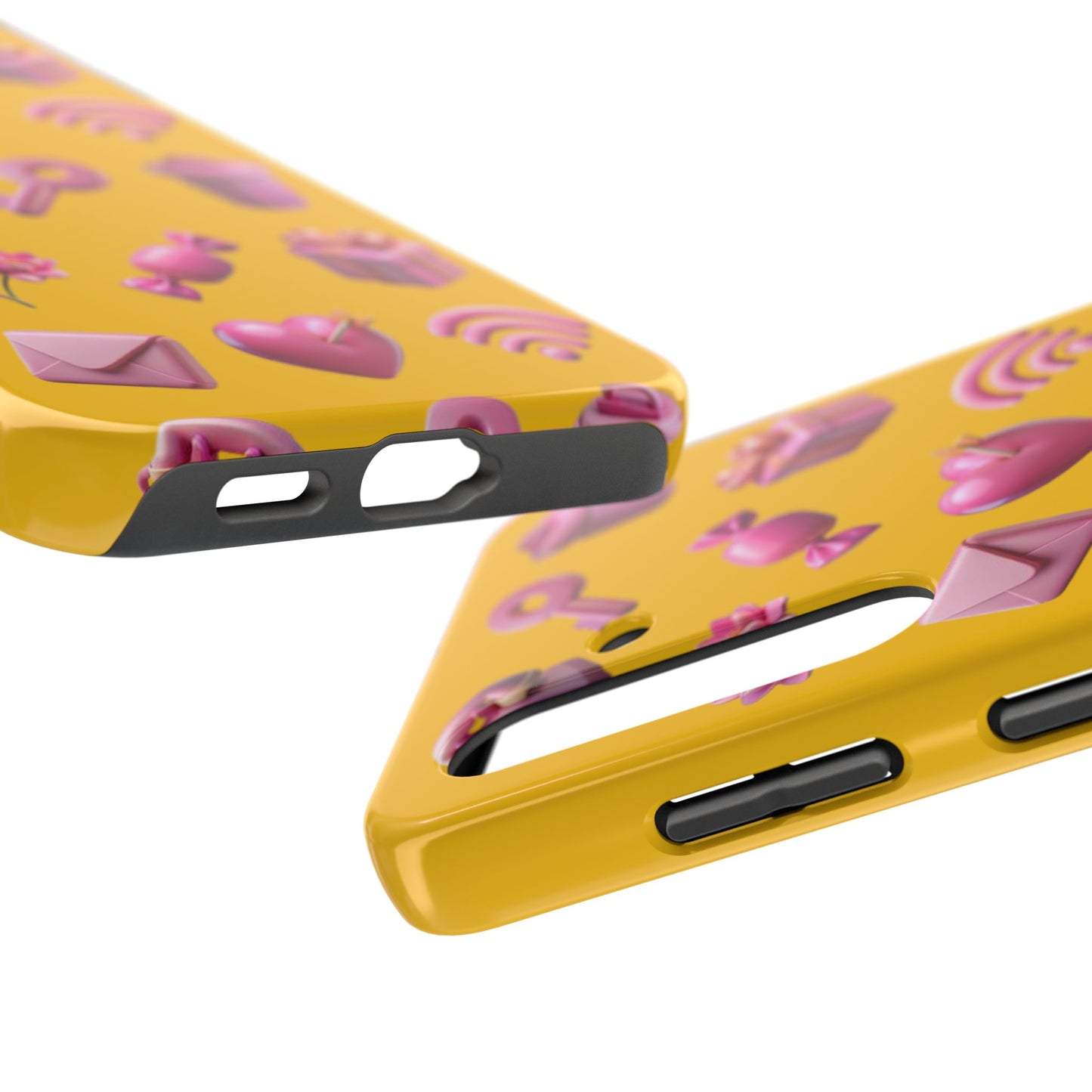 Cute and Colorful Tough Phone Case - Pink Emojis Design