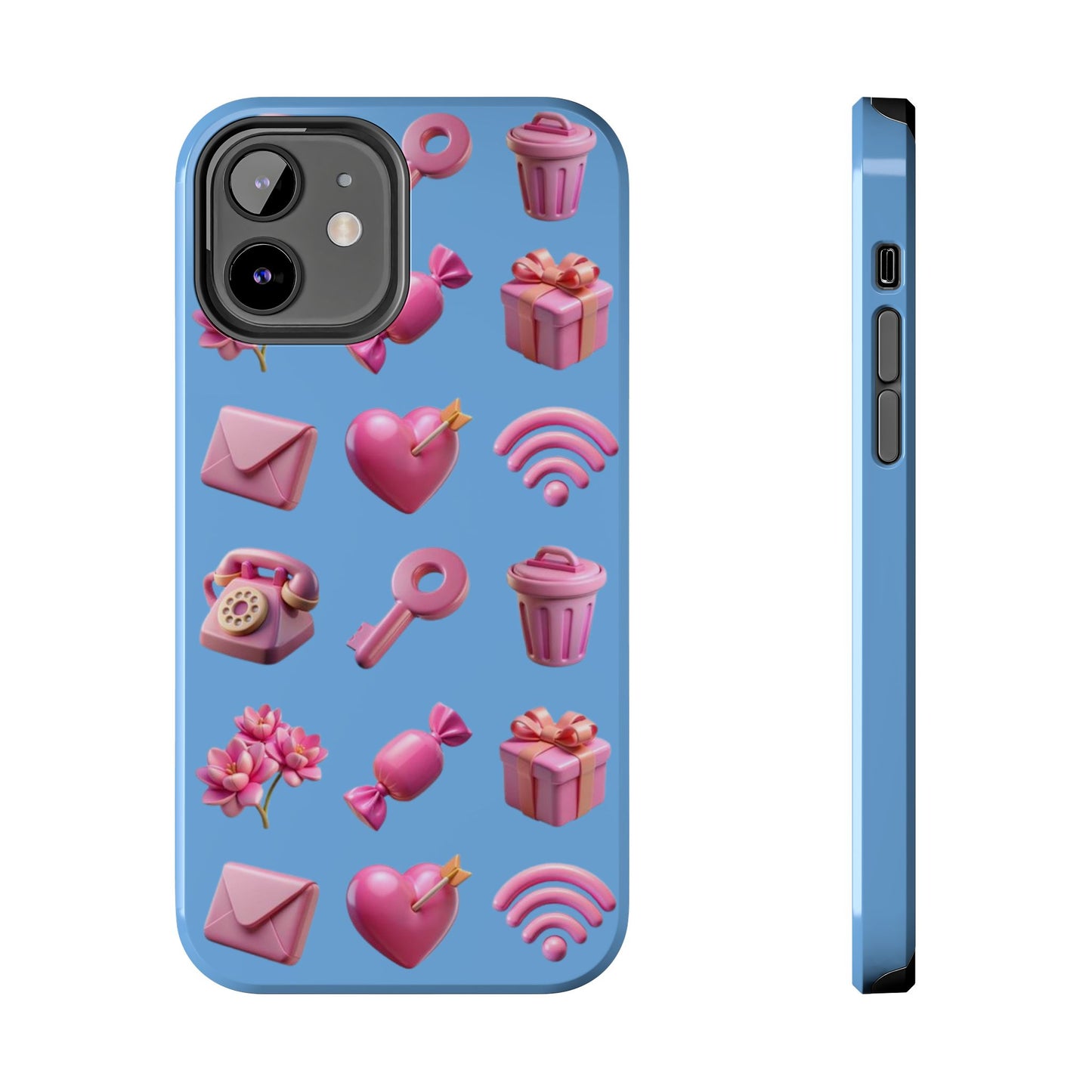 Cute and Colorful Tough Phone Case - Pink Emojis Design
