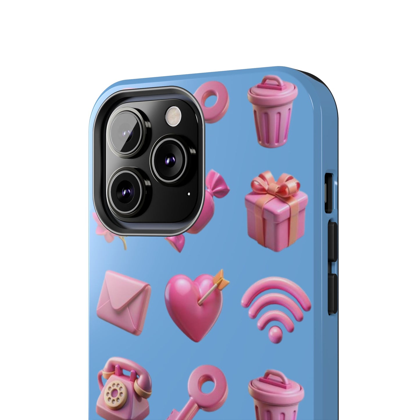 Cute and Colorful Tough Phone Case - Pink Emojis Design