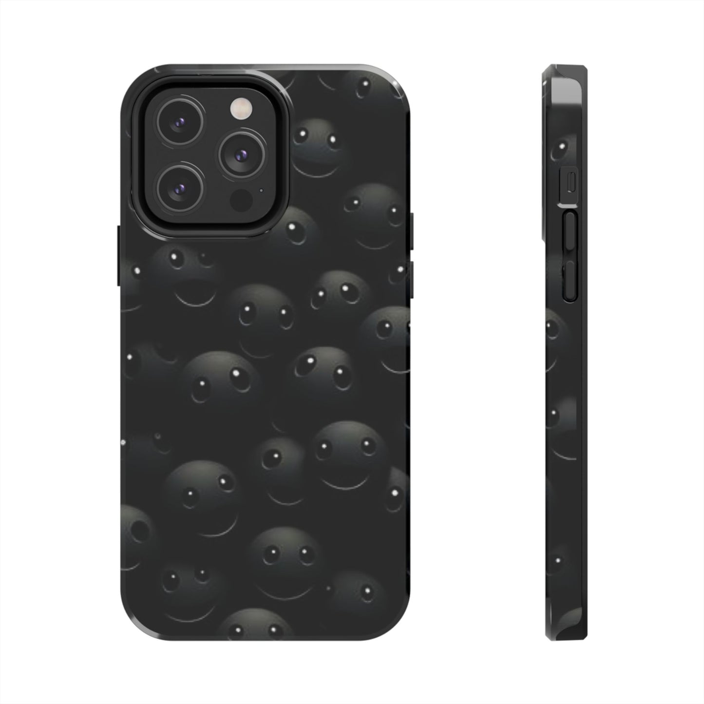 😊 Cute Smiley Face Black Tough Phone Case – Fun & Durable Protection for iPhone & Android