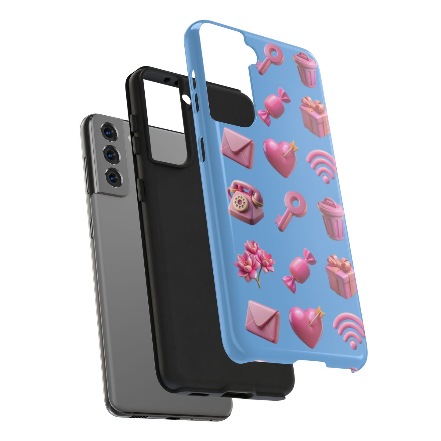 Cute and Colorful Tough Phone Case - Pink Emojis Design