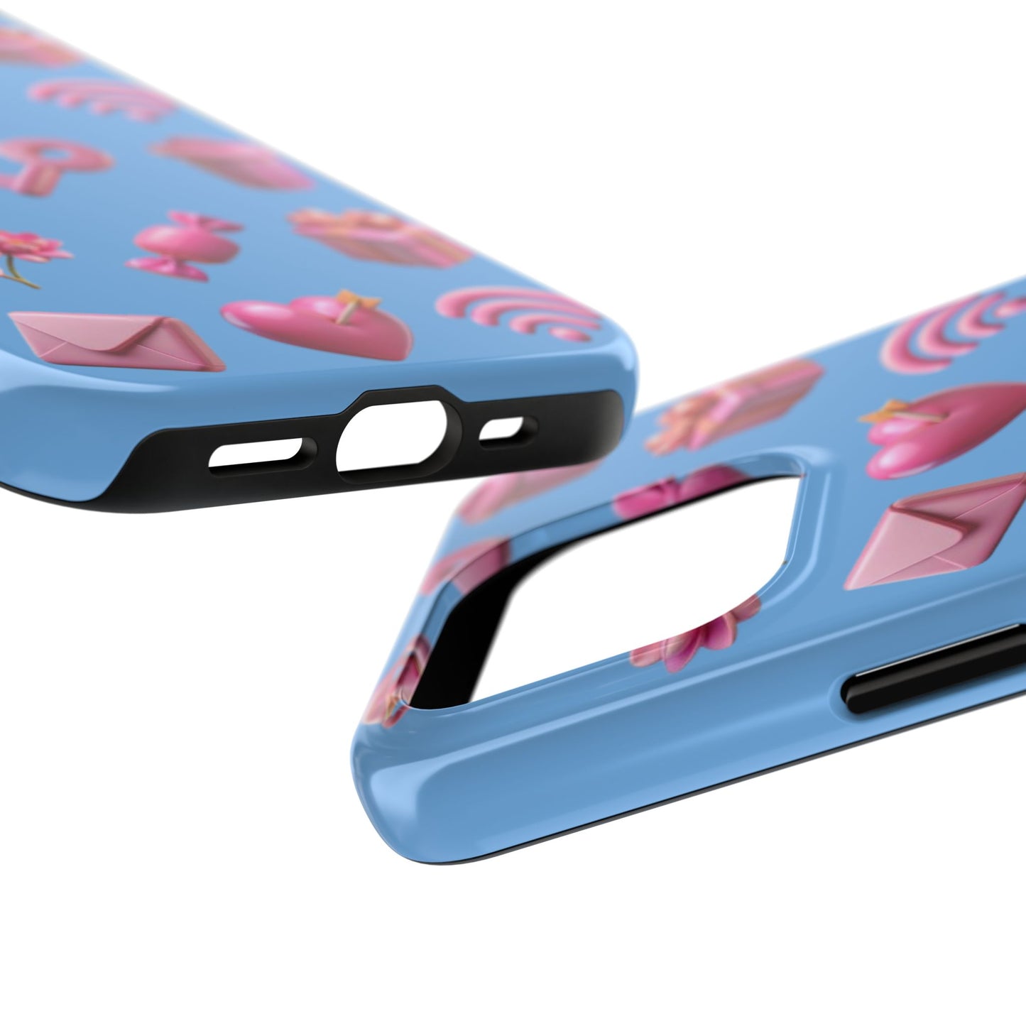 Cute and Colorful Tough Phone Case - Pink Emojis Design
