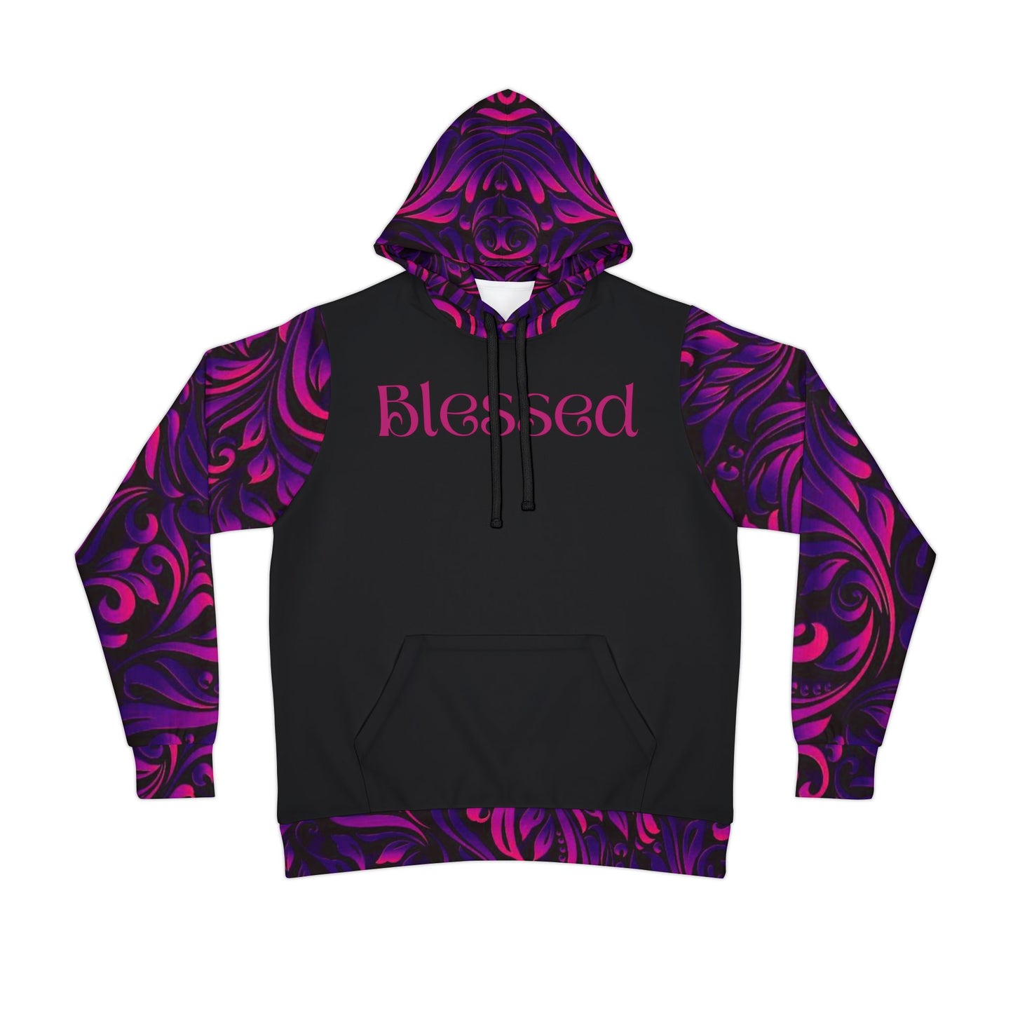 "Blessed Purple & Pink Hoodie – Vibrant Floral Faith-Inspired Sweatshirt for Every Occasion"