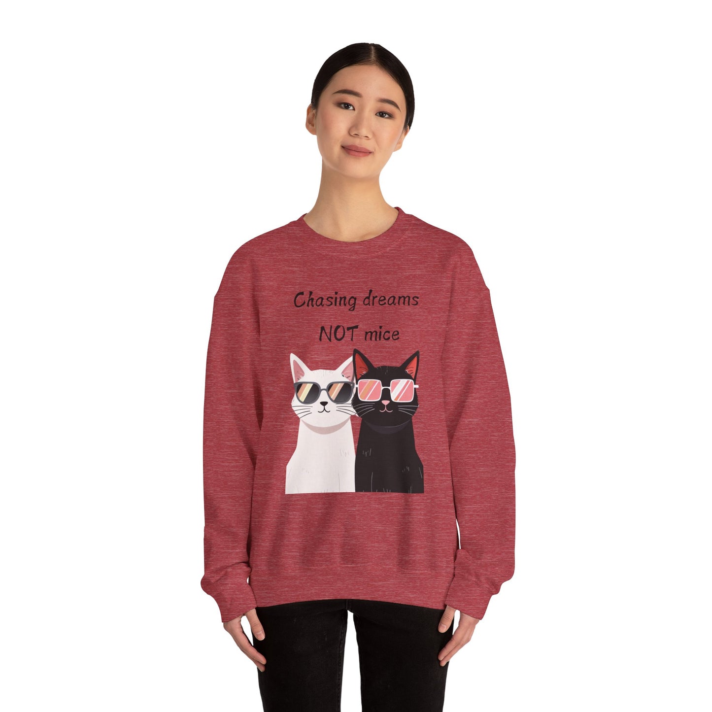 Dusty Lilac Chasing Dreams Cat-Lover Sweater for Men & Women – Whiskered Motivation Style
