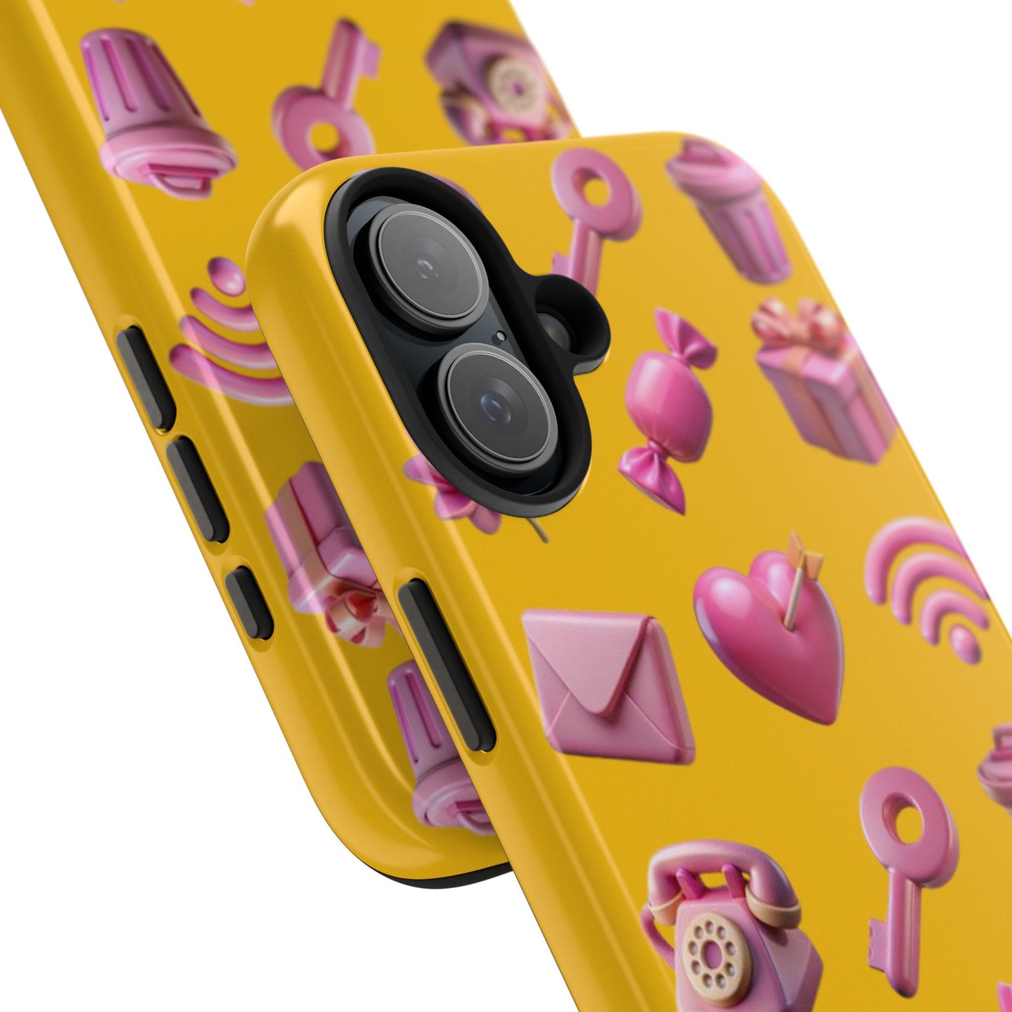 Cute and Colorful Tough Phone Case - Pink Emojis Design