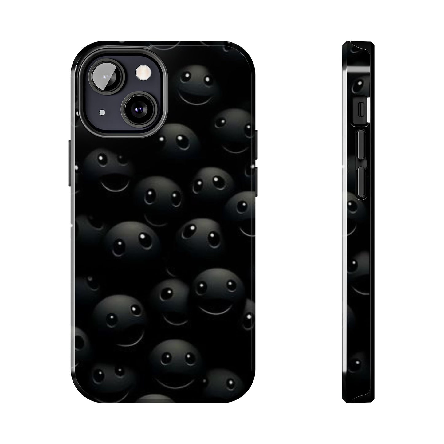 😊 Cute Smiley Face Black Tough Phone Case – Fun & Durable Protection for iPhone & Android