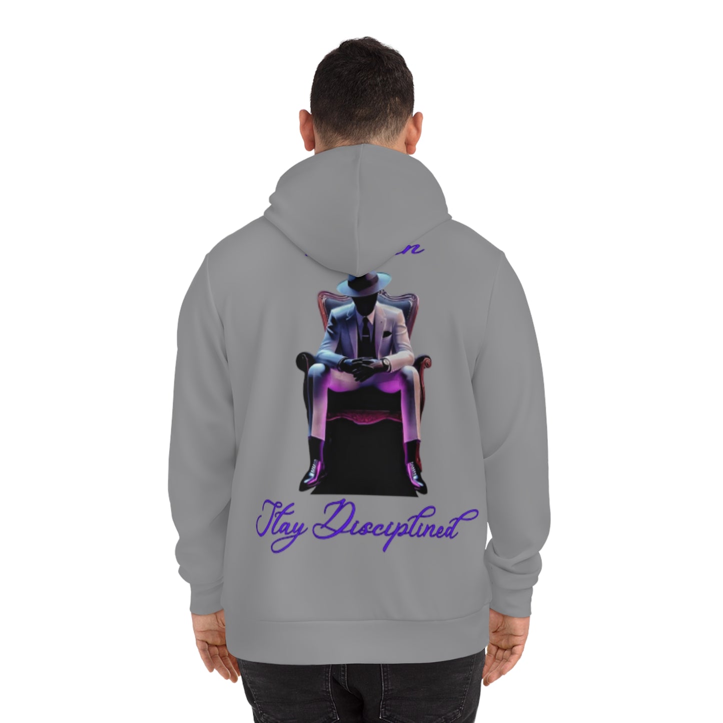 Titanium Grey Sublimated Hoodie – "Lock In, Stay Disciplined" Motivational Pullover with Drawstrings & Kangaroo Pocket
