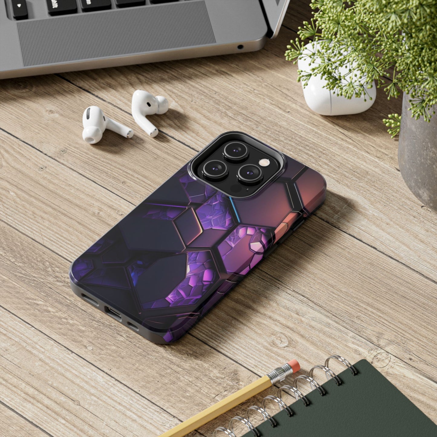 Hexagonal Tough Phone Case - Vibrant Protective Design for Tech Enthusiasts