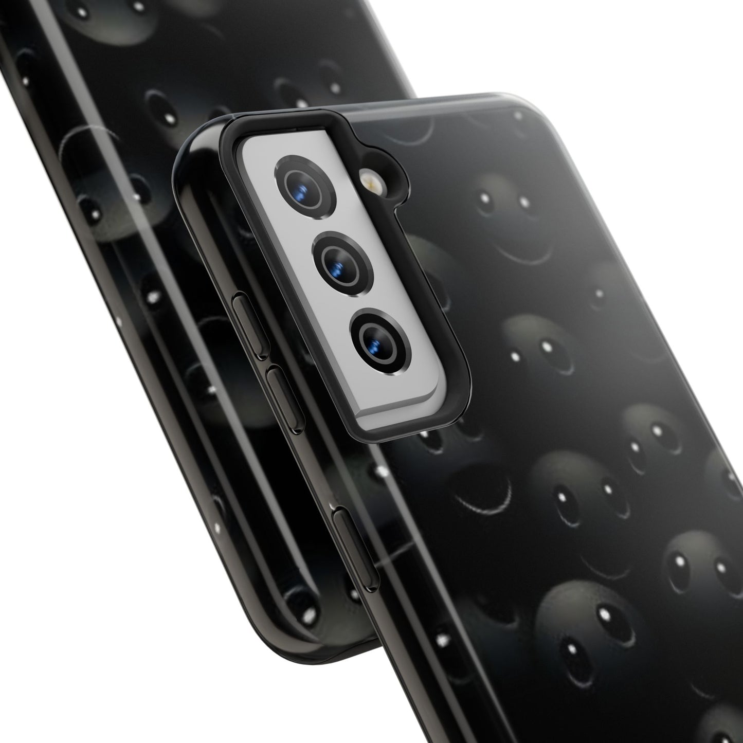 😊 Cute Smiley Face Black Tough Phone Case – Fun & Durable Protection for iPhone & Android