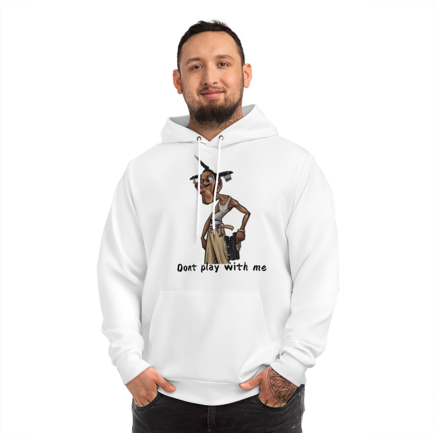 Frostbite White Hoodie for Men & Women – "Don’t Play With Me Loc" Bold Street Statement
