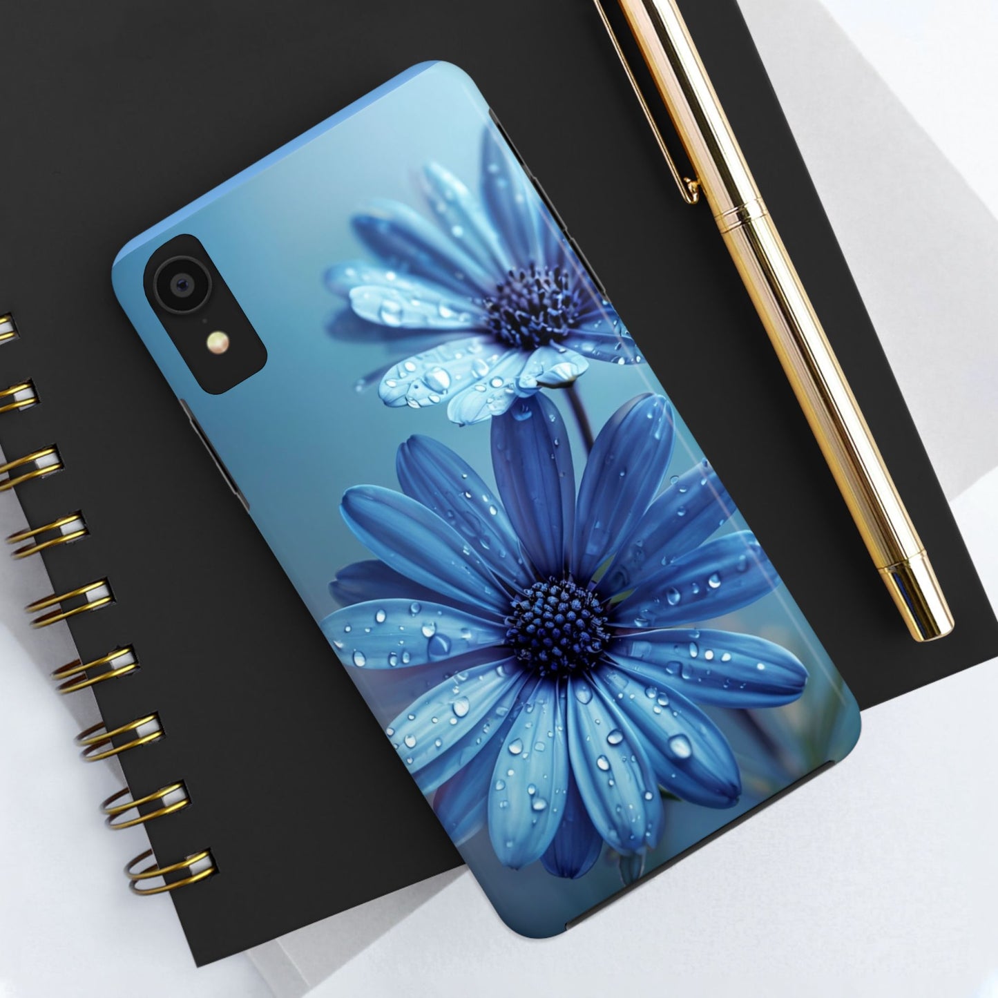 Blue Floral Tough Phone Case - Durable & Stylish Protection
