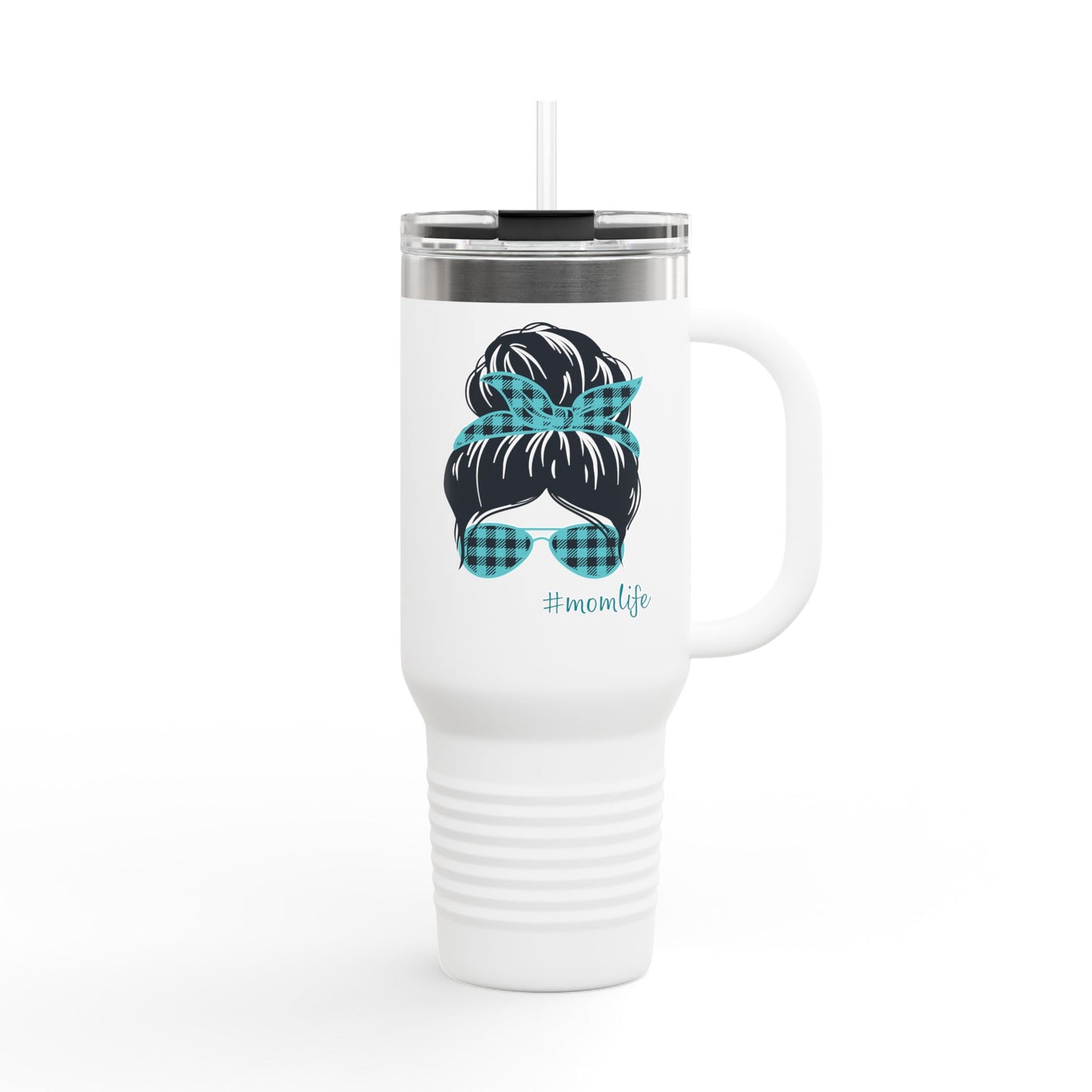 Mom Life Insulated Tumbler - 40oz with Straw | Cute Bun Design β Perfect Gift for Moms