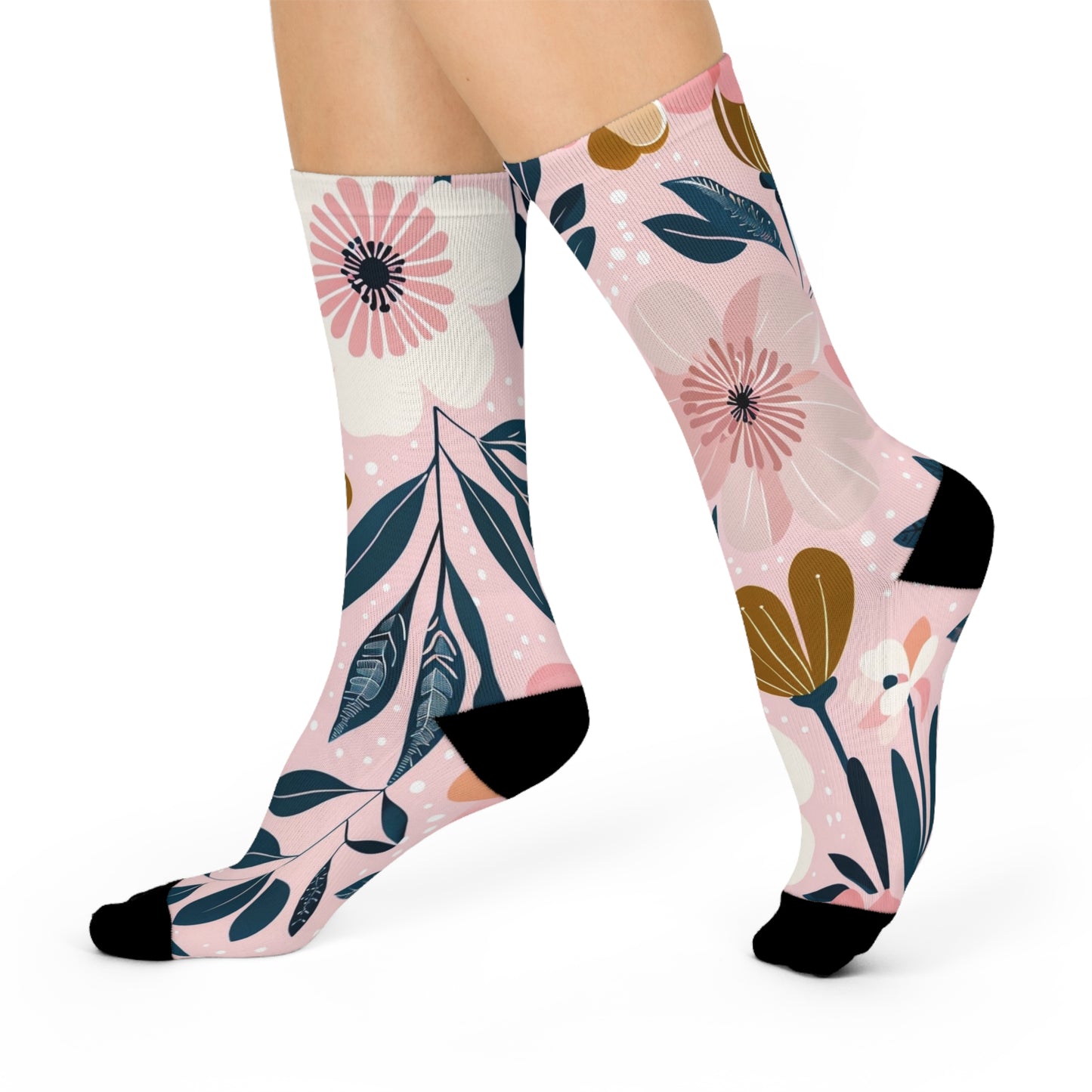 Cushioned Crew Socks Flowers