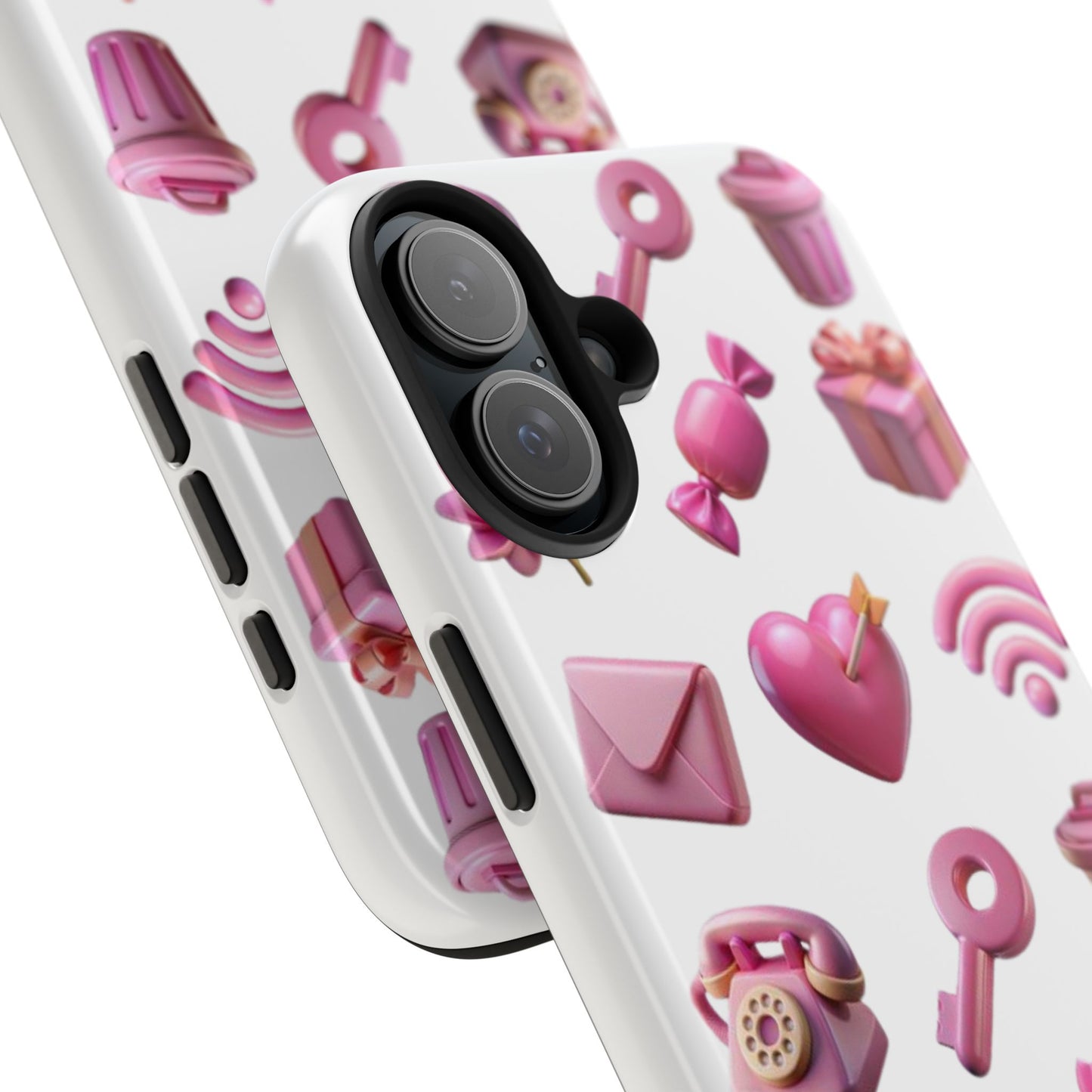 Cute and Colorful Tough Phone Case - Pink Emojis Design