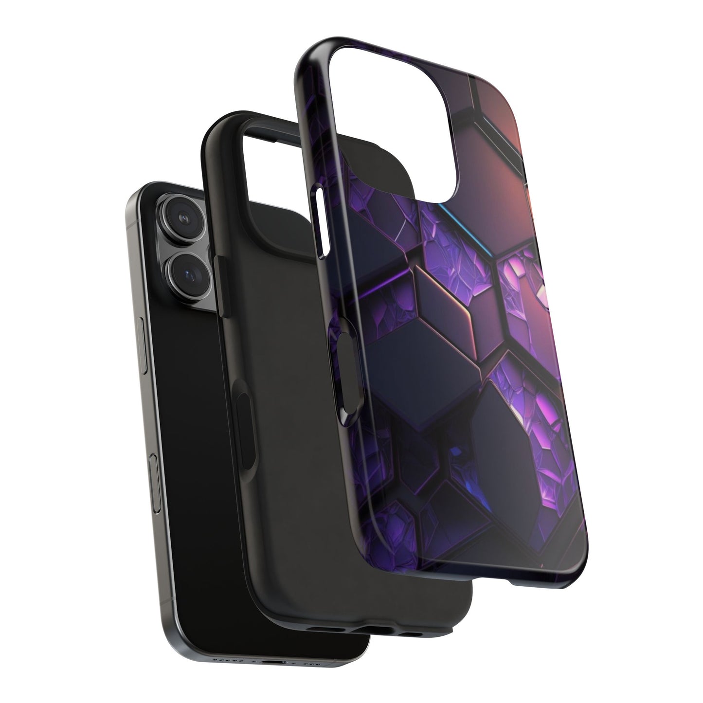 Hexagonal Tough Phone Case - Vibrant Protective Design for Tech Enthusiasts