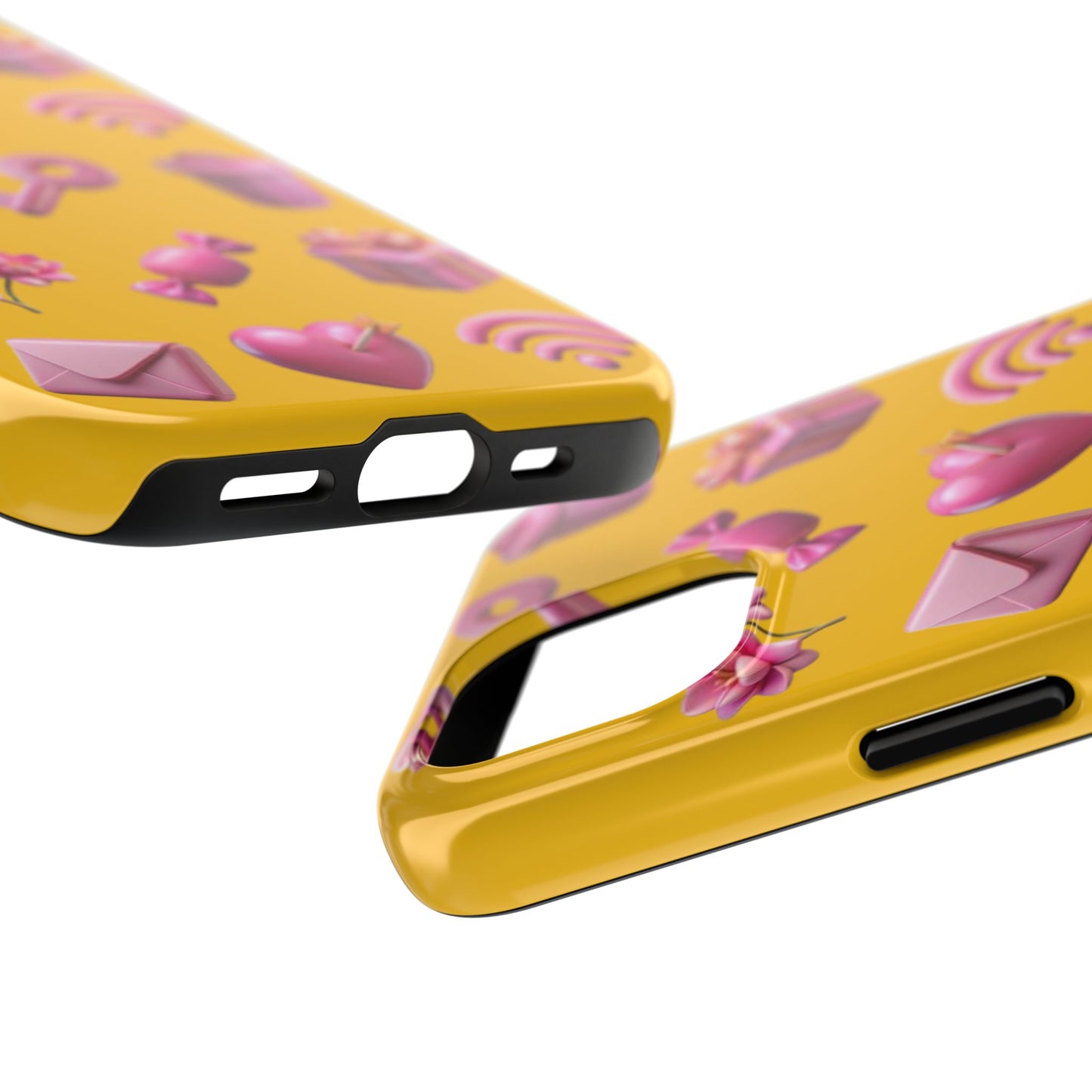 Cute and Colorful Tough Phone Case - Pink Emojis Design