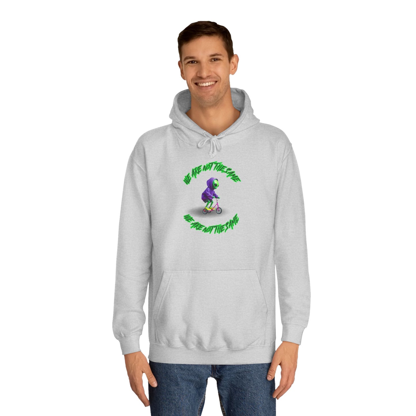 Cosmic Charcoal Hoodie for Men & Women – Alien "We Are Not The Same" Statement