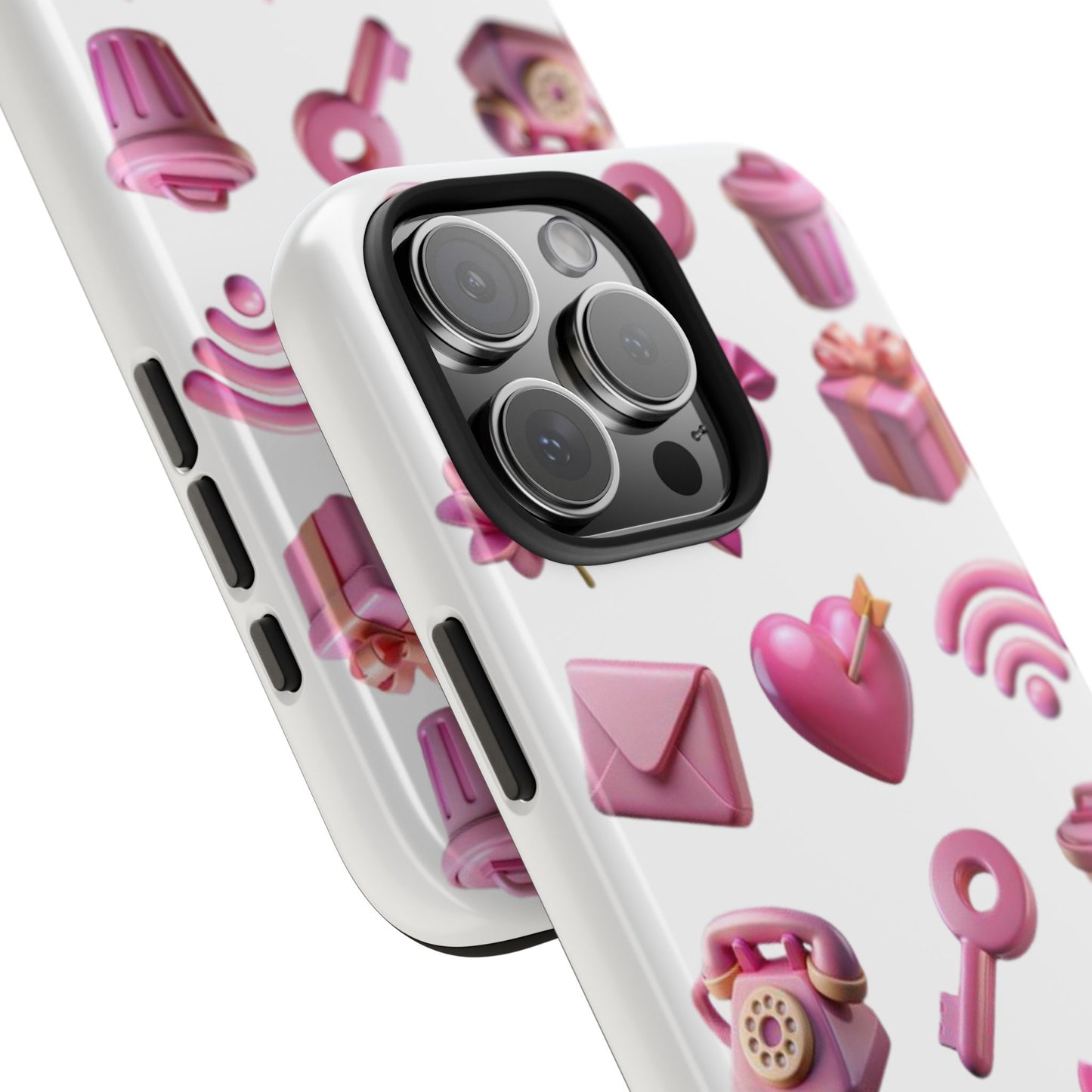 Cute and Colorful Tough Phone Case - Pink Emojis Design