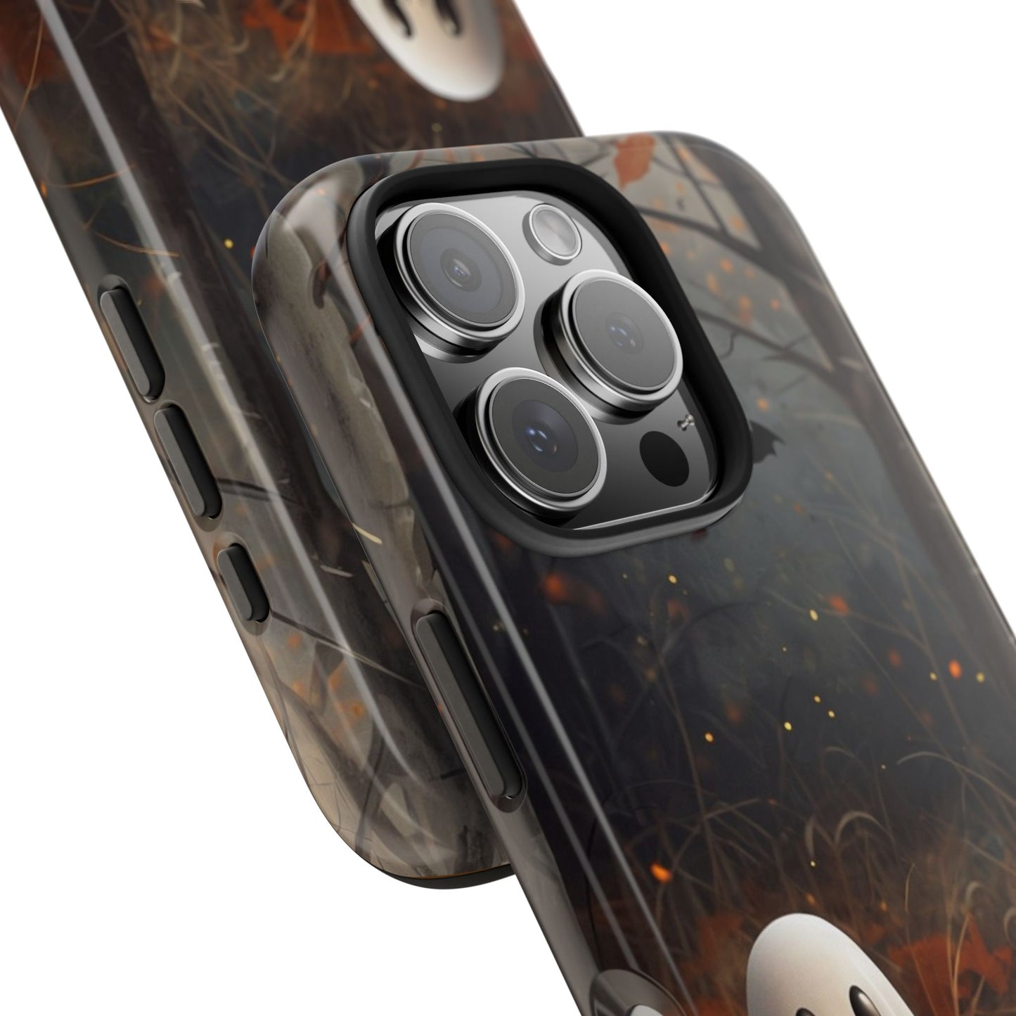 Spooky Halloween Phone Case - Tough Protective Cover with Ghost and Pumpkin Design