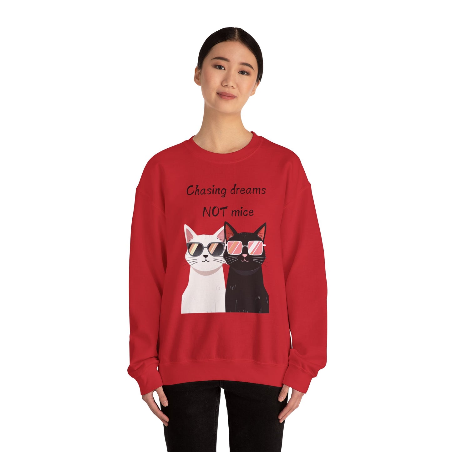 Dusty Lilac Chasing Dreams Cat-Lover Sweater for Men & Women – Whiskered Motivation Style