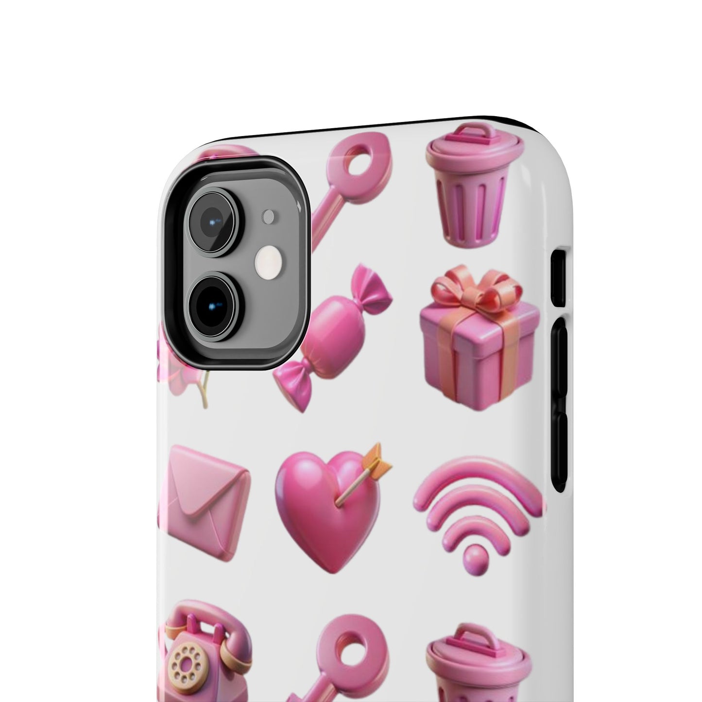 Cute and Colorful Tough Phone Case - Pink Emojis Design