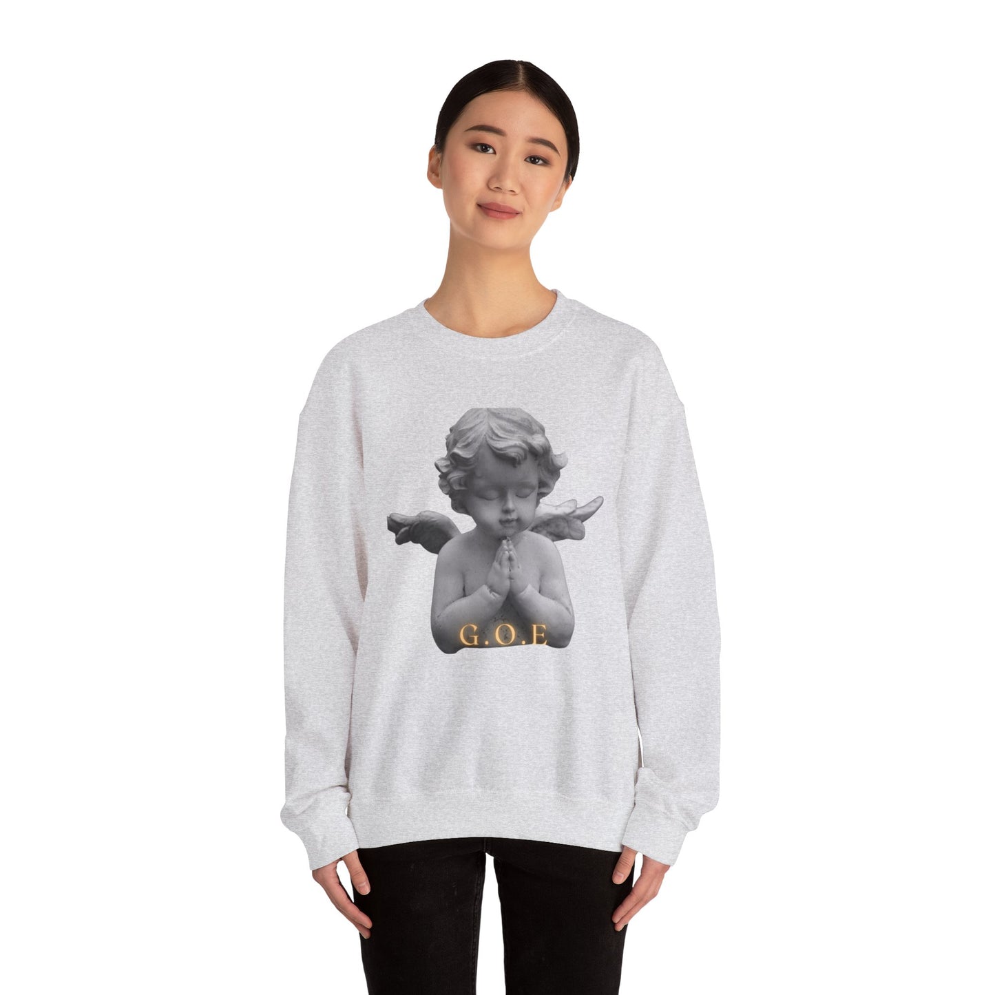 Pure Cloud Men & Women’s Sweater – "G.O.E Angel" (God Over Everything) Faith-Inspired Pullover