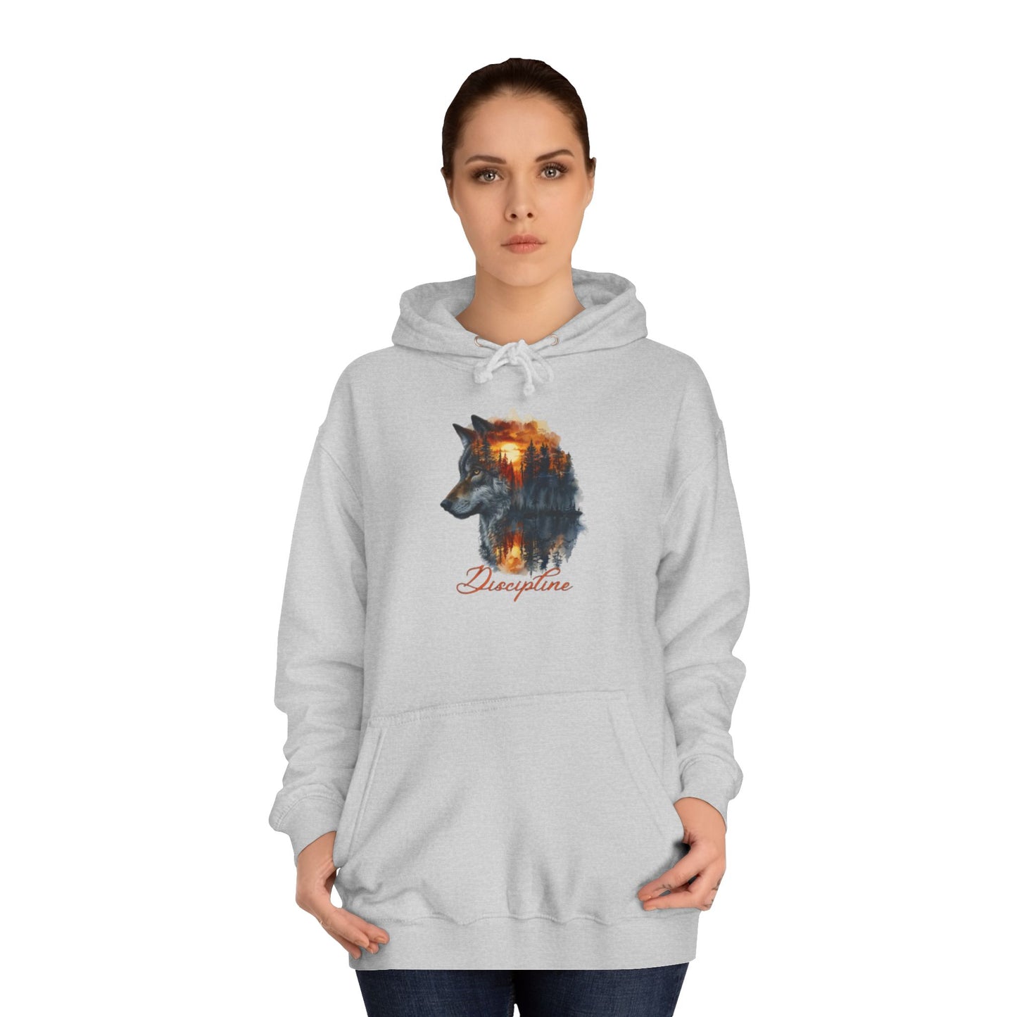 Glacier White Sweater for Men – Discipline Wolf Graphic for Focus and Power