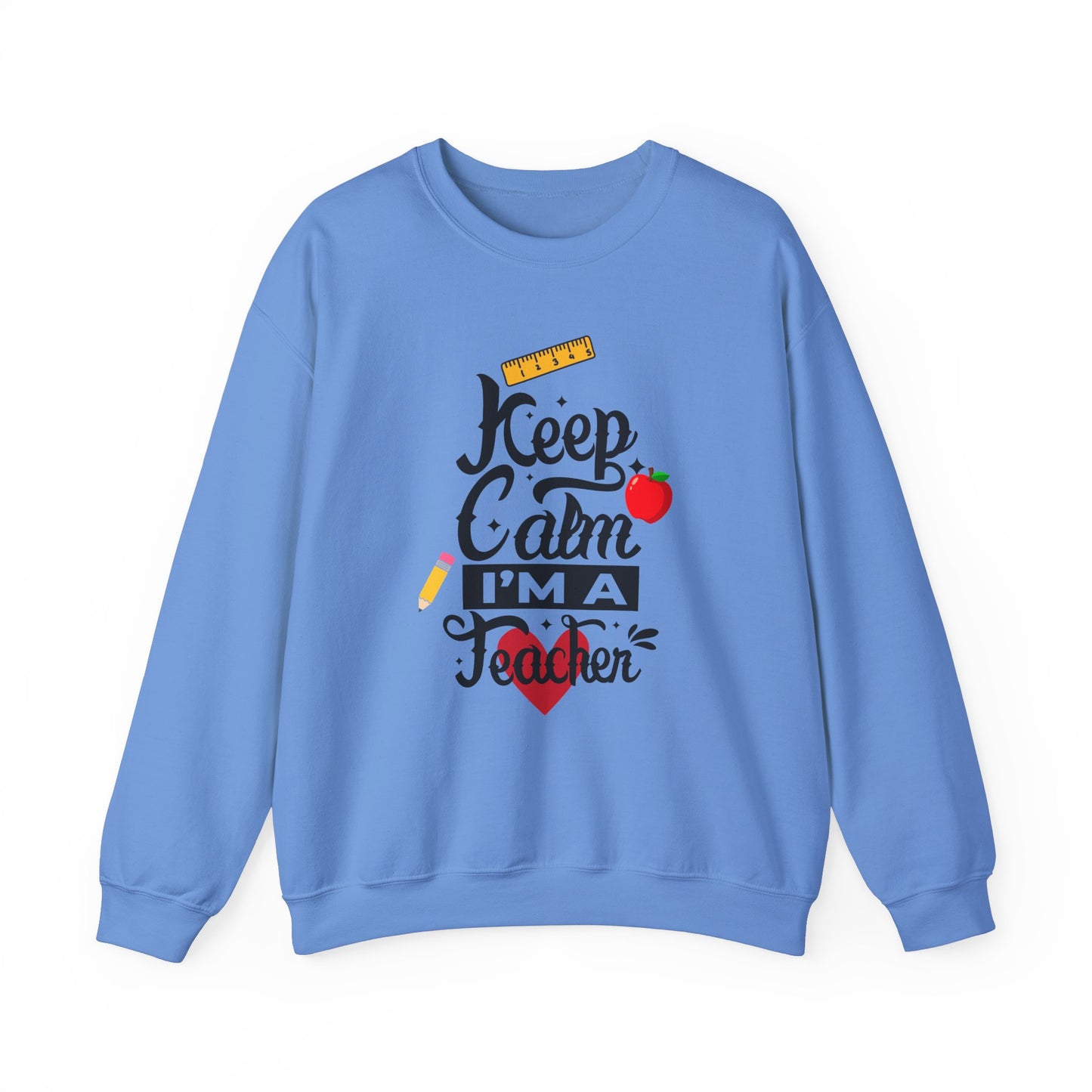 Chalkboard Calm Baby Blue Sweatshirt for Women – Keep Calm I'm a Teacher Appreciation Crew
