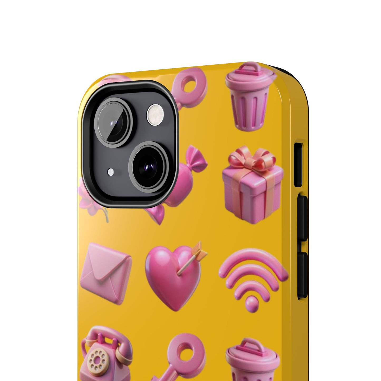 Cute and Colorful Tough Phone Case - Pink Emojis Design