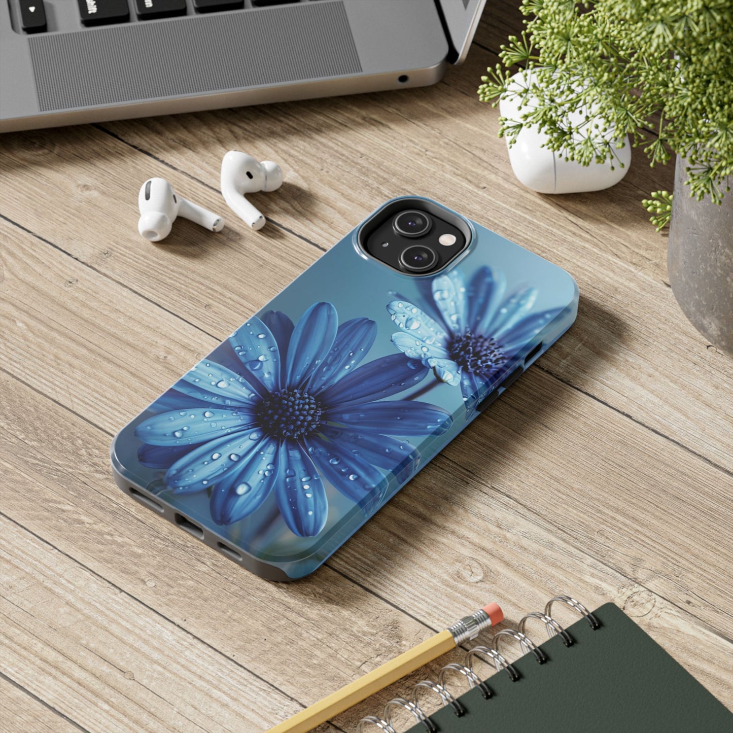 Blue Floral Tough Phone Case - Durable & Stylish Protection