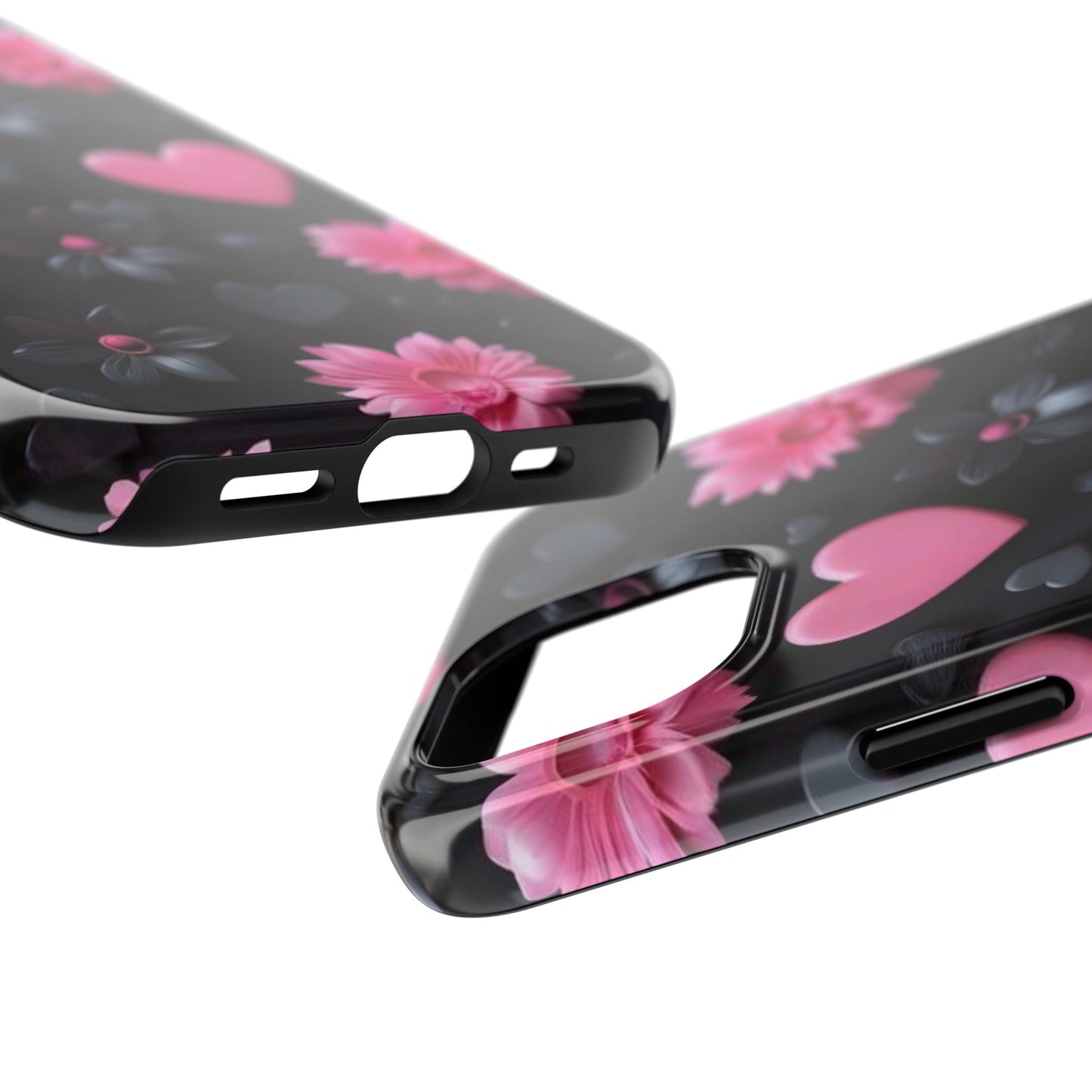 Floral Heart Tough Phone Case - Durable Protection Bold Design For iPhones & Androids