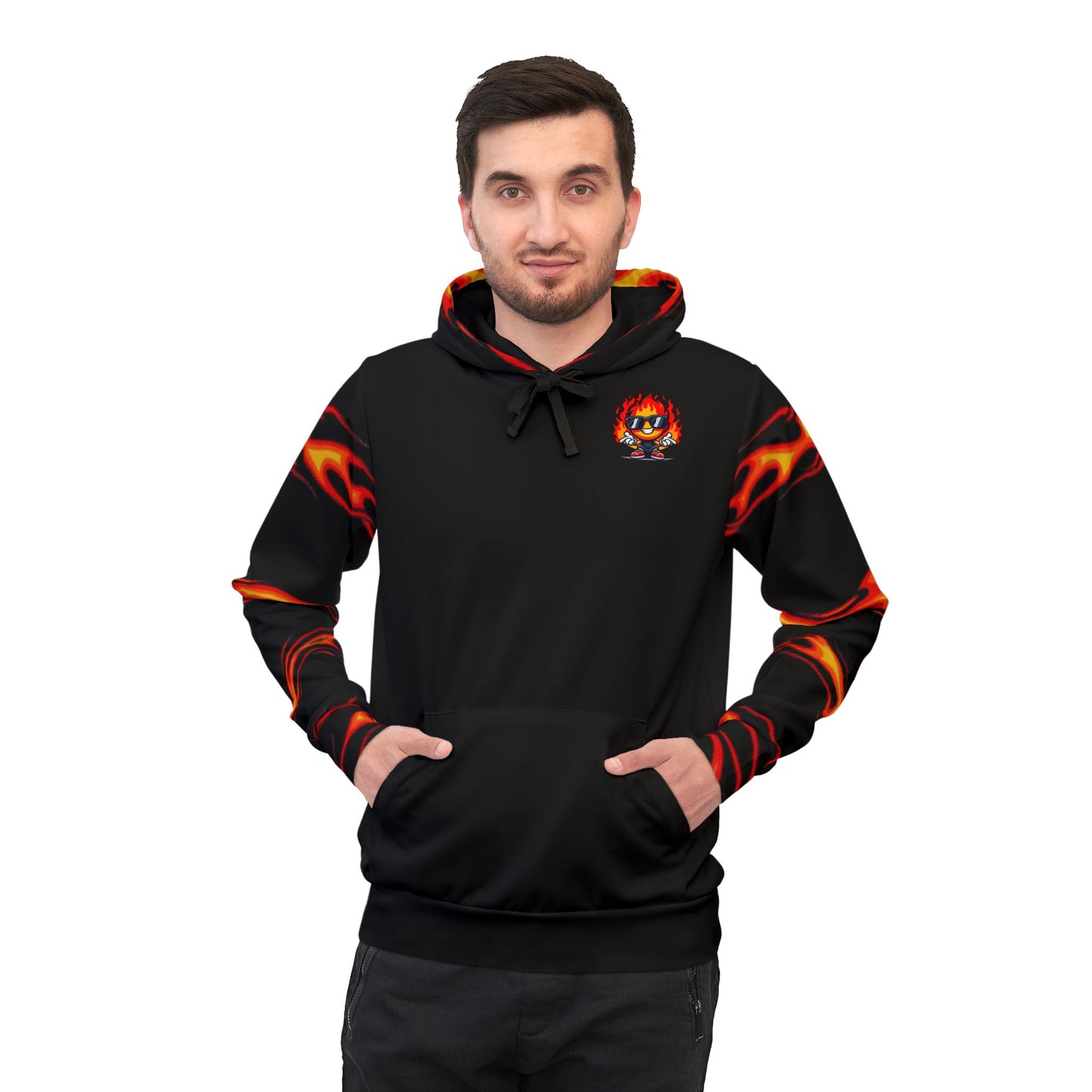 🔥 Red Flame Graphic Black Hoodie – Bold "Hot Head" Streetwear Design