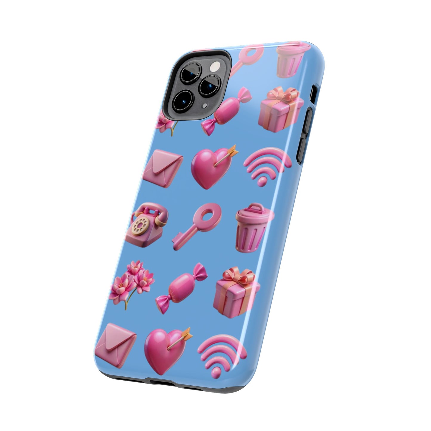 Cute and Colorful Tough Phone Case - Pink Emojis Design