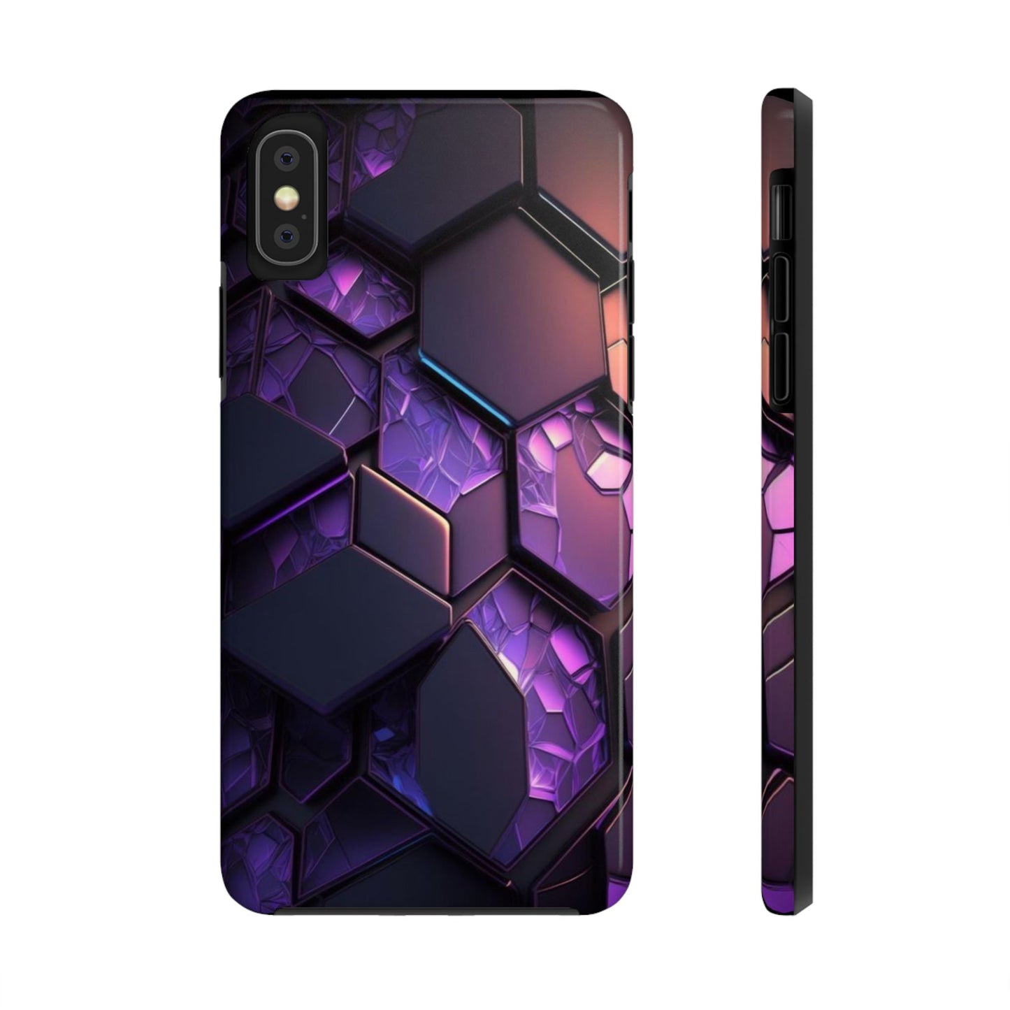 Hexagonal Tough Phone Case - Vibrant Protective Design for Tech Enthusiasts