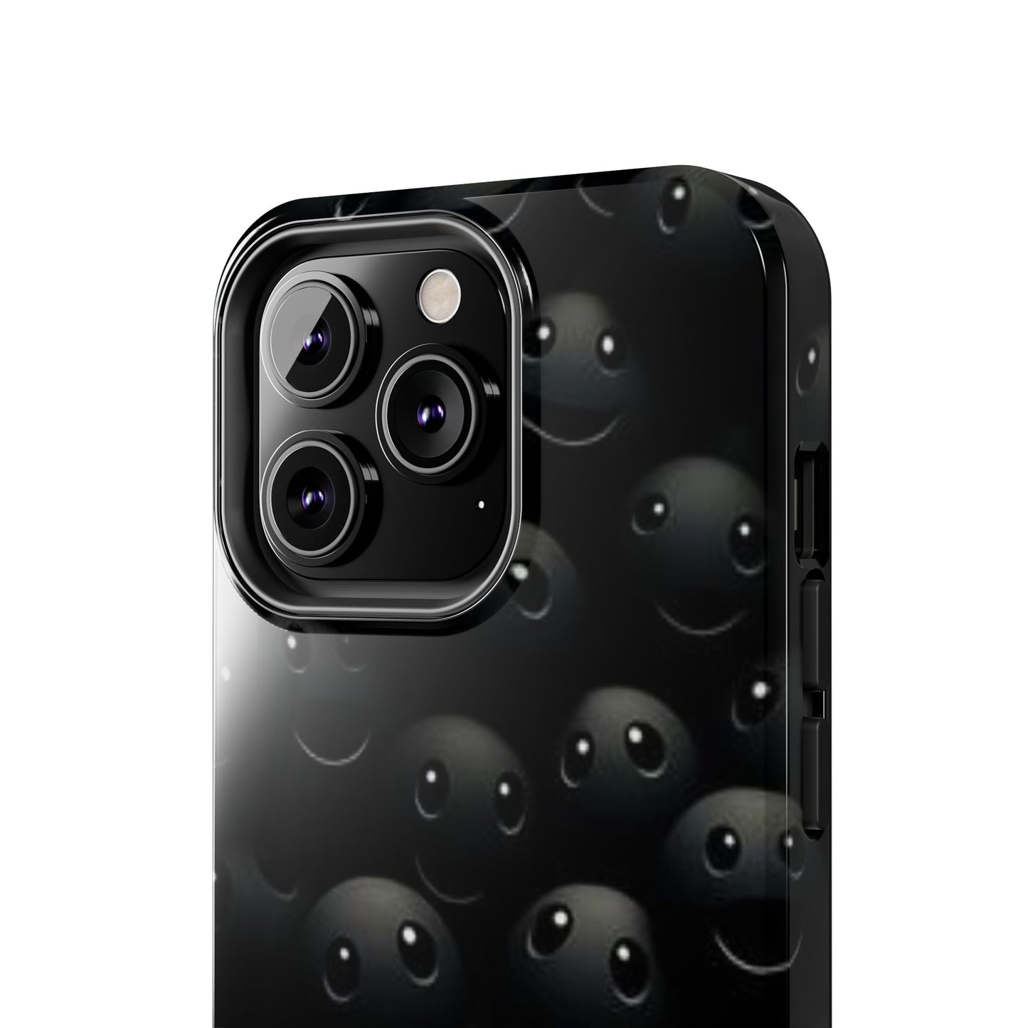 😊 Cute Smiley Face Black Tough Phone Case – Fun & Durable Protection for iPhone & Android