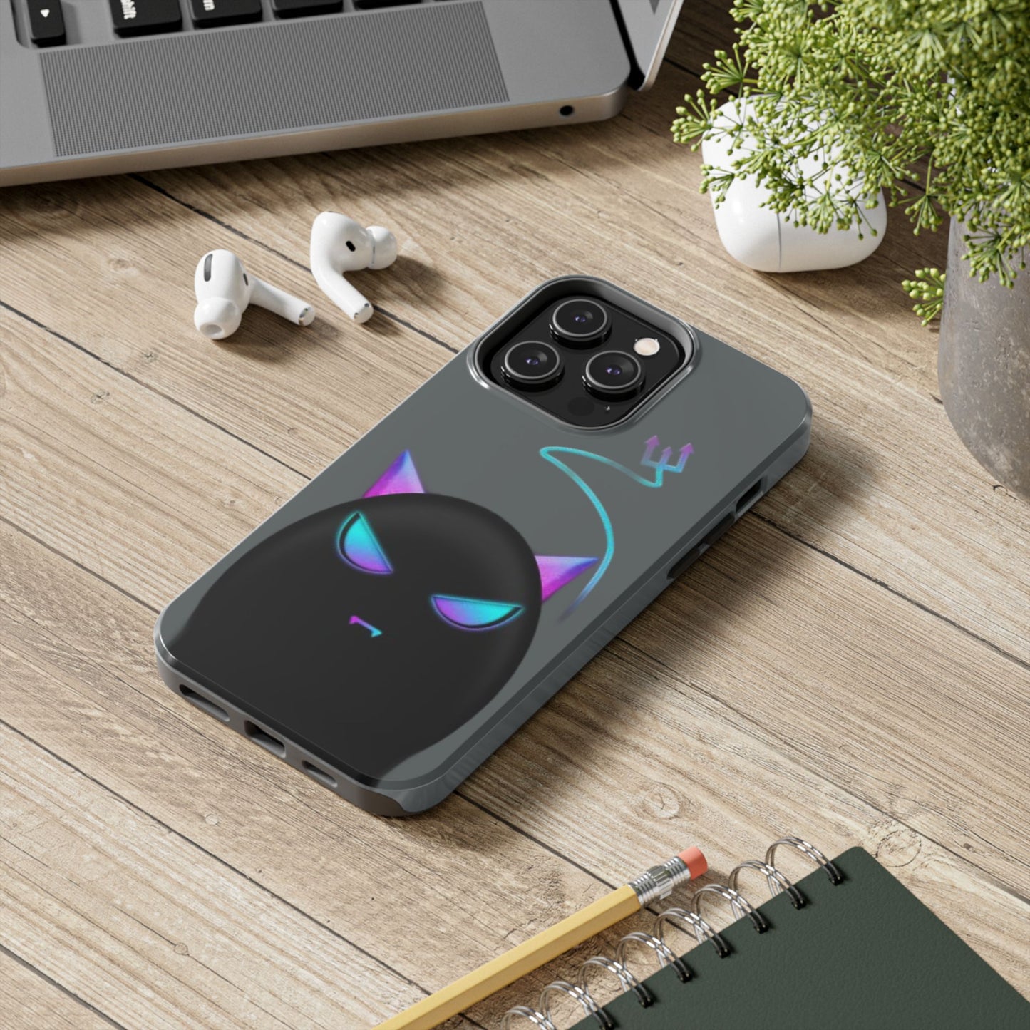 Demonic Cat Tough Phone Case - Cute & Edgy Phone Protection for Cat Lovers